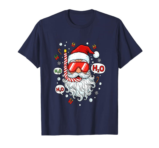 Santa Scuba Diving Equipment Funny Scuba Diver Christmas T-Shirt