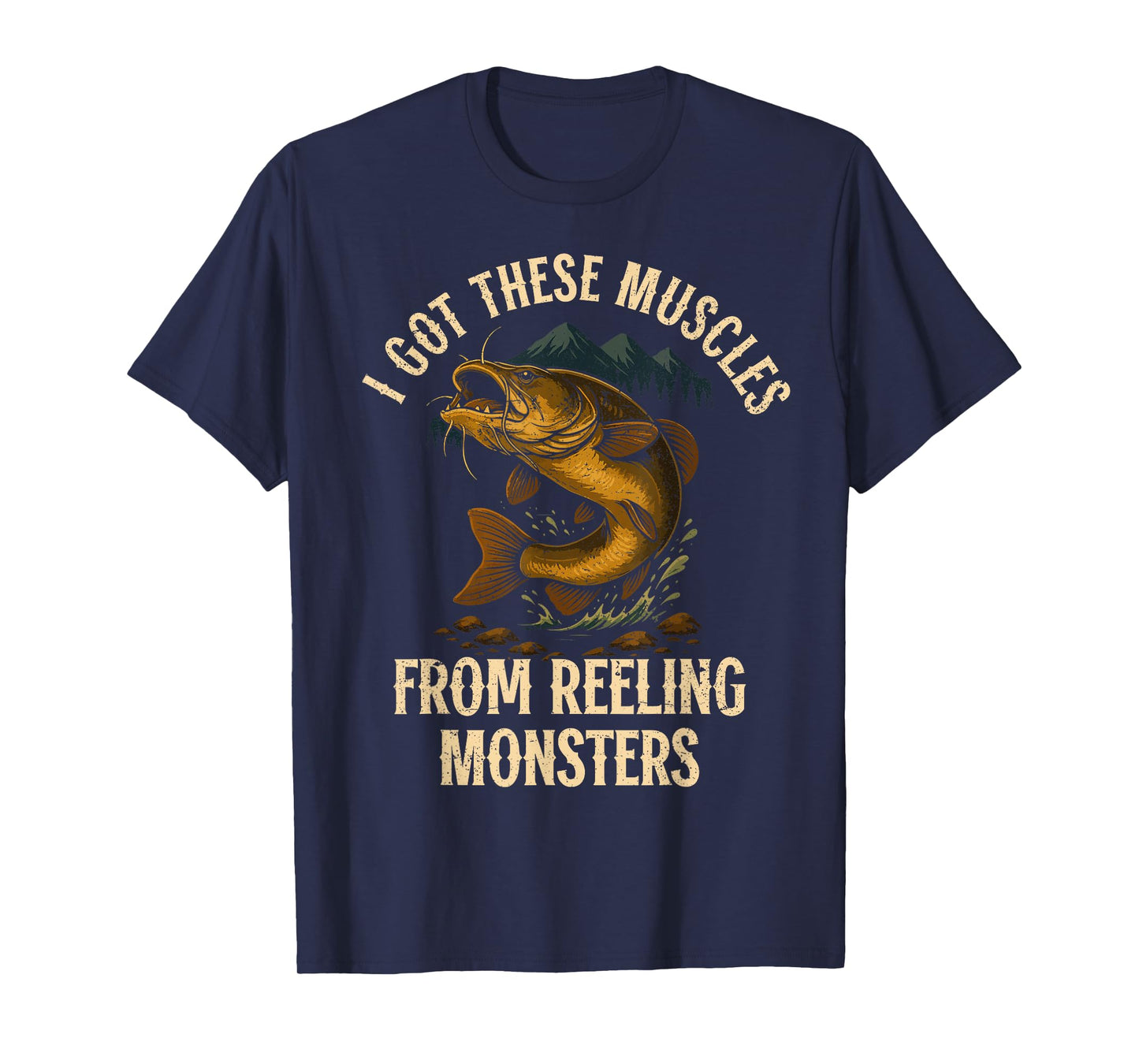 Trophy Flathead Reeling Monsters Funny Catfish cat Fishing T-Shirt