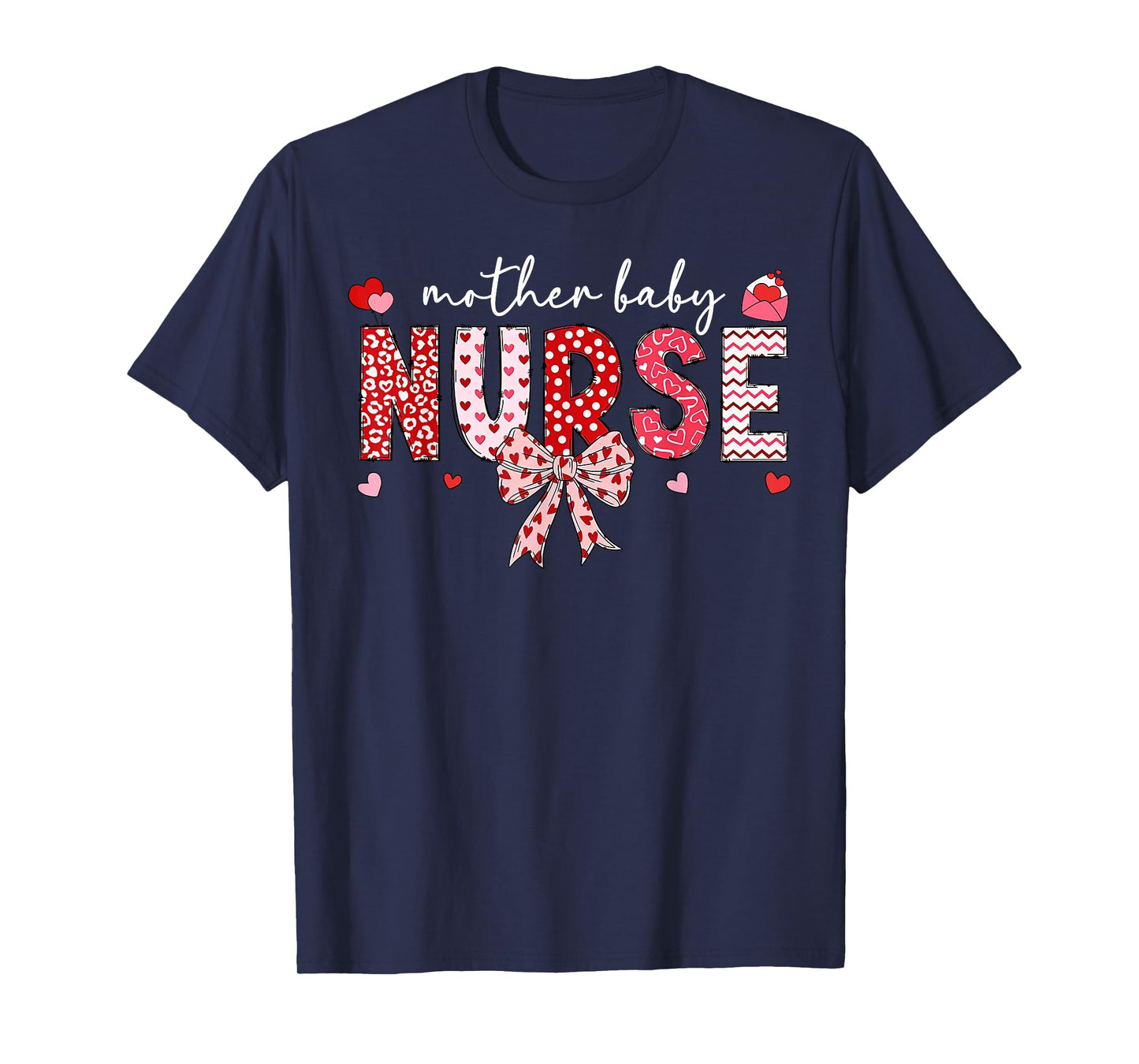 Valentines Mother Baby Nurse Coquette Bow Postpartum Nurse T-Shirt