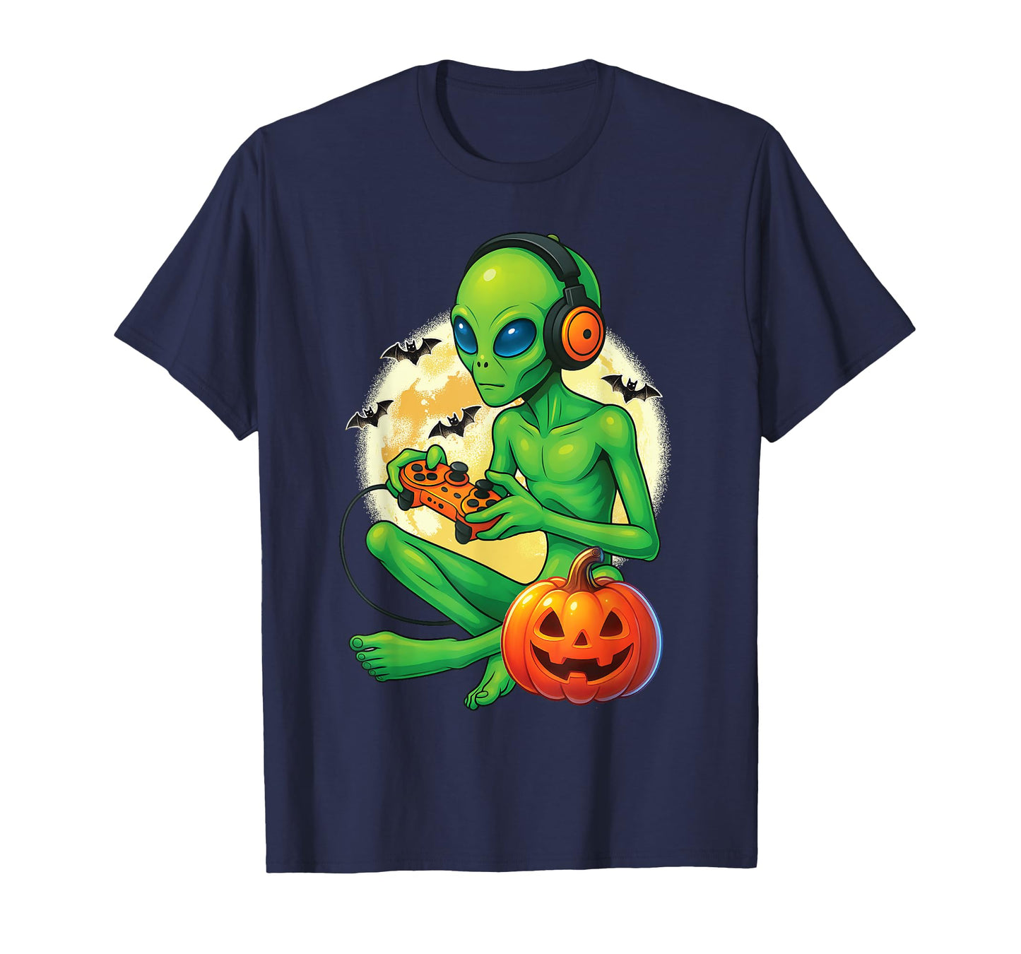Cute Alien Gamer Funny Video Gaming Halloween Boys Men Kids T-Shirt