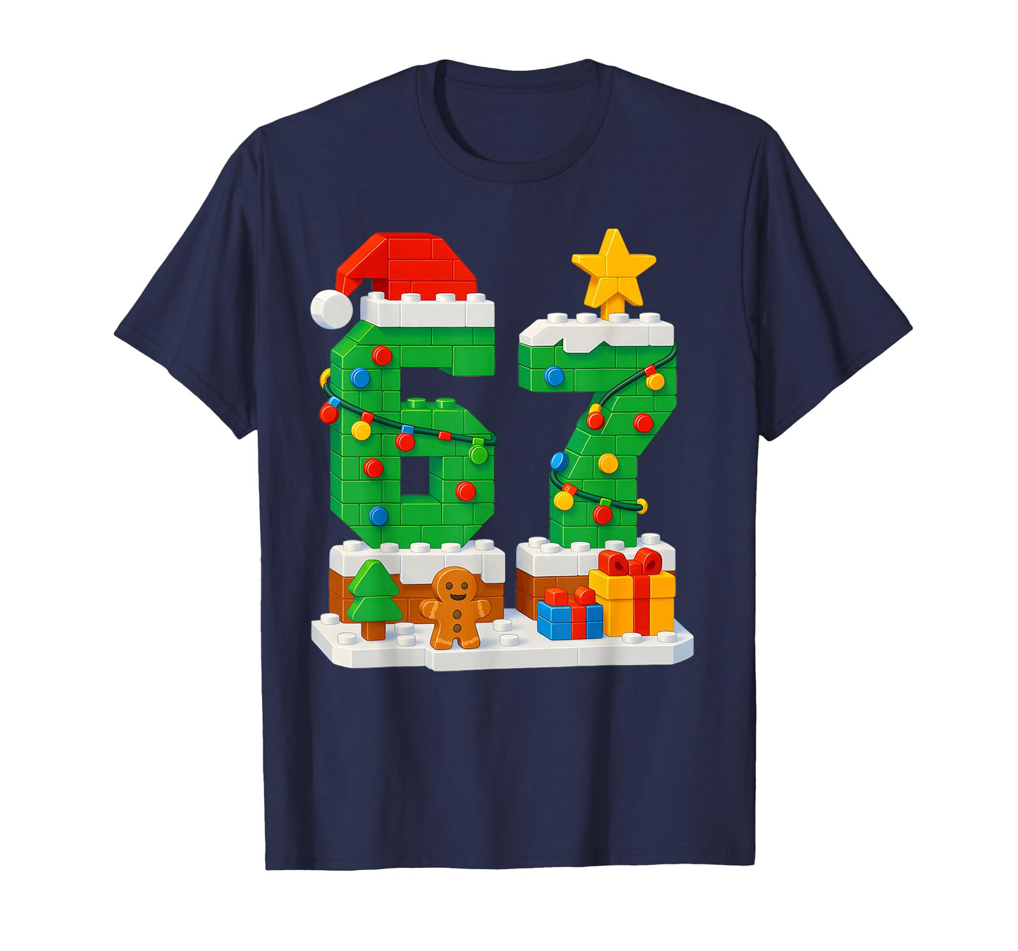 67 Christmas Building Blocks 6 7 Meme Boys Kids Funny Xmas T-Shirt