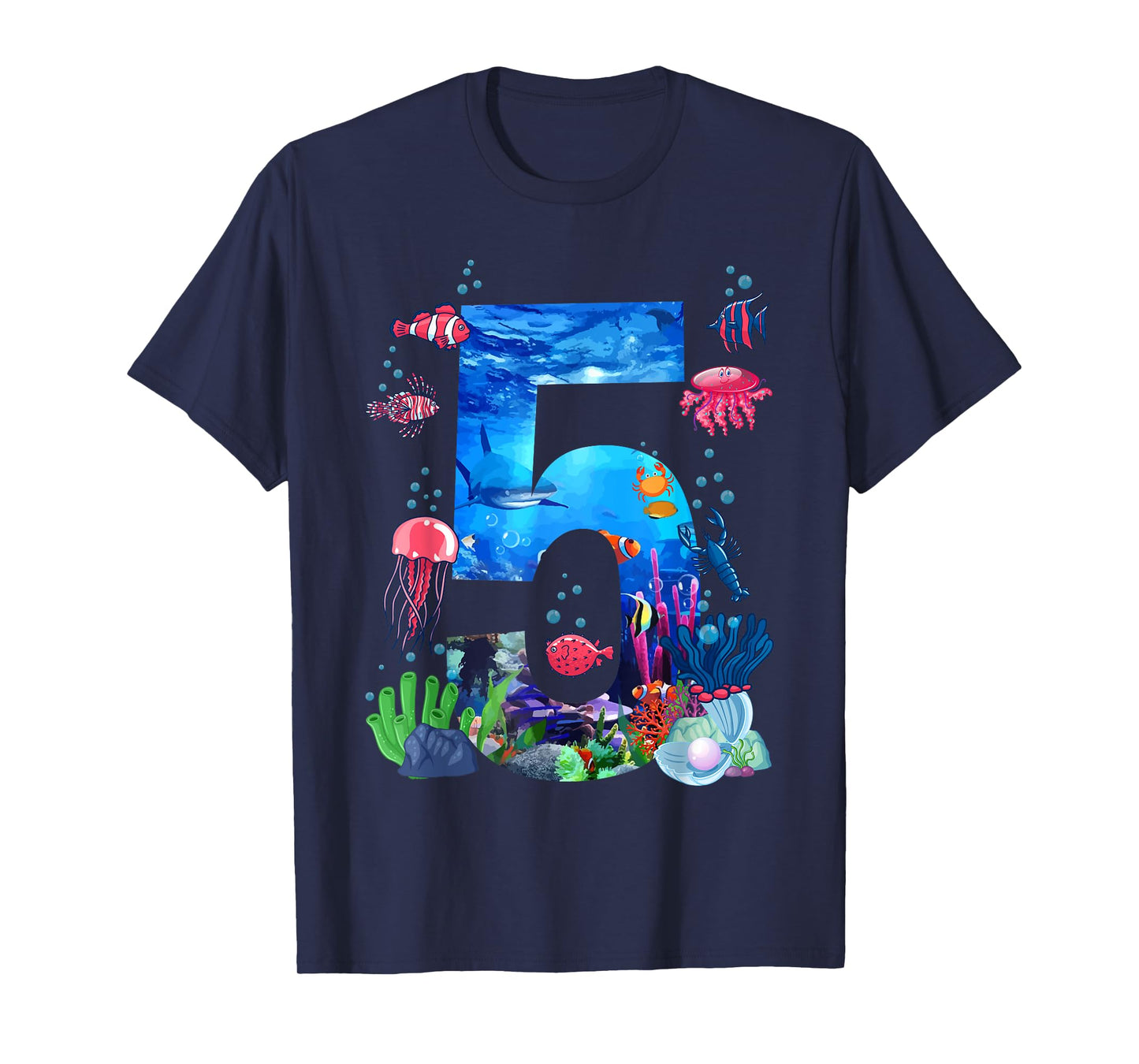 5th Birthday Party Ocean 5 Year Old Sea Fish Aquarium Boy T-Shirt