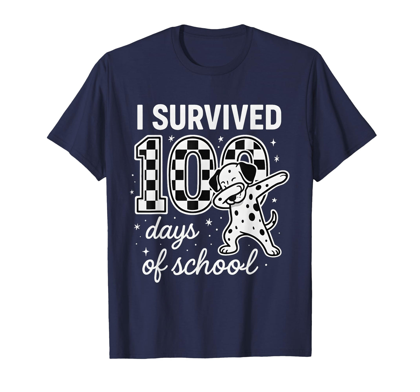 I Survived 100 Days of School Students Dabbing Dalmatian Dog T-Shirt