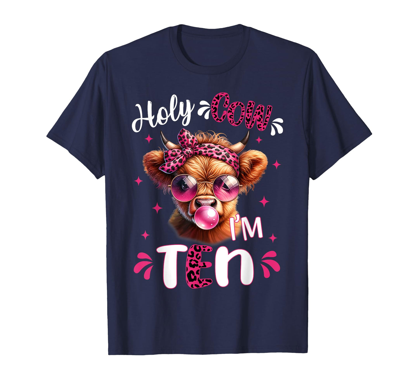 I'm Ten Years Old Girl It's My 10th Birthday Highland Cow T-Shirt
