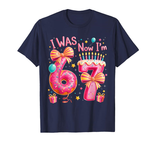 7th Birthday Girl I was 6 Now I'm 7 Year Old Girl Birthday T-Shirt