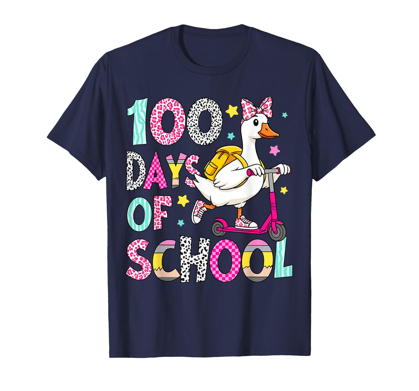 Kids 100 Day of School Goose Funny 100th Day of School Girls T-Shirt