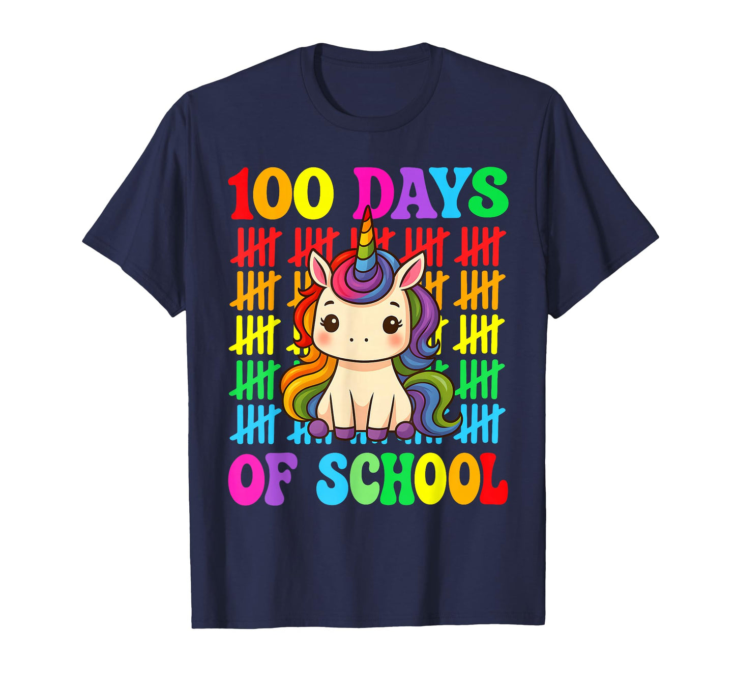100 Days of School Unicorn Girls Teacher 100th Day of School T-Shirt