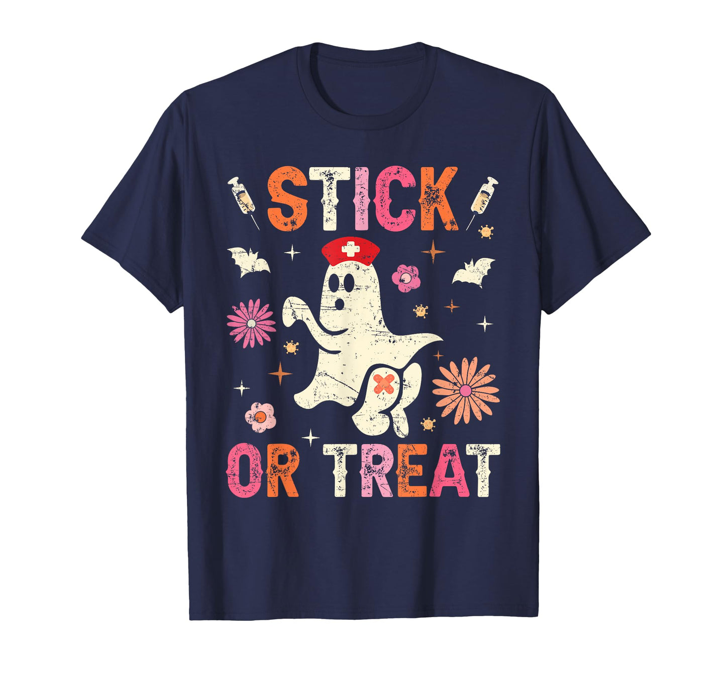 Stick Or Treat Halloween Ghost Nurse Halloween Phlebotomy T-Shirt