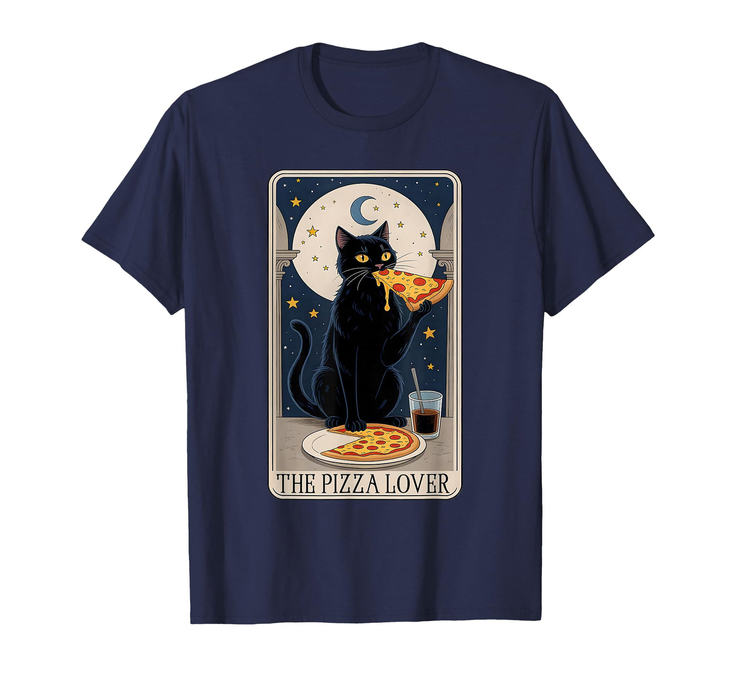 Pizza Lover Cat Tarot Card Funny cat Eating Pizza Art T-Shirt