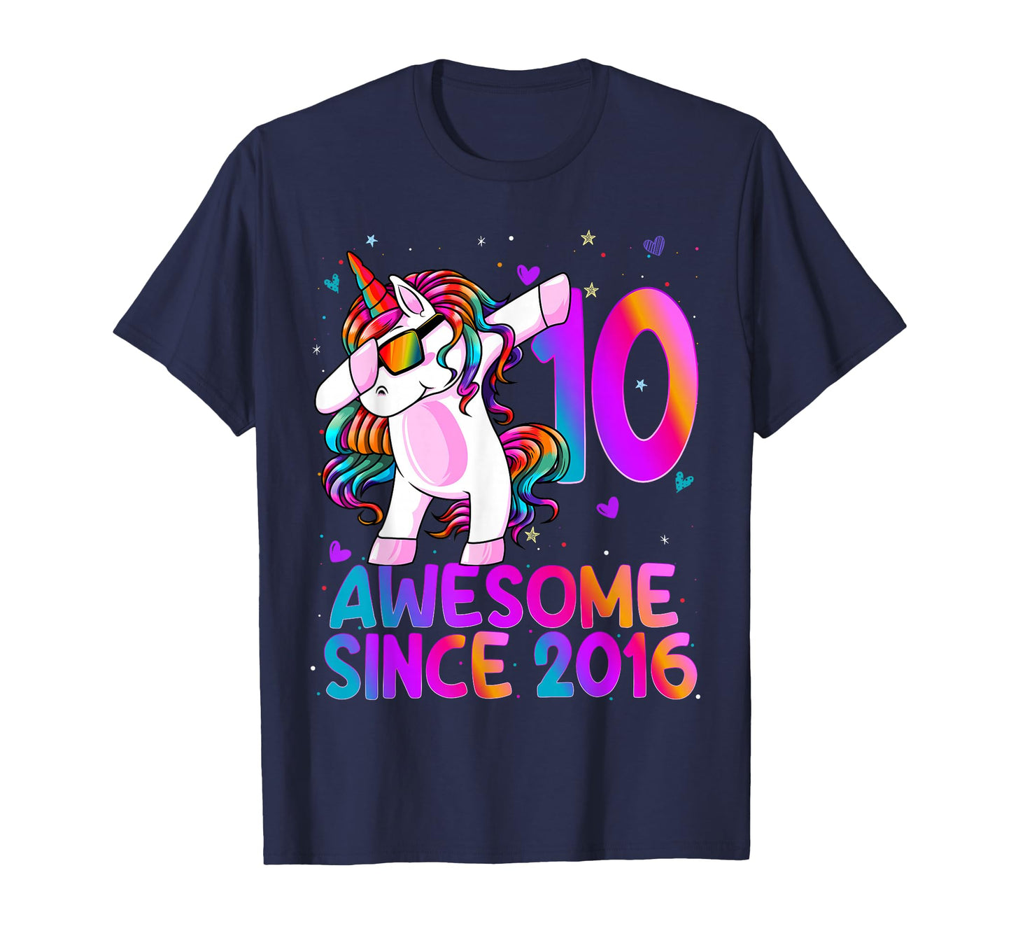 10 Year Old Girl Awesome Since 2016 10th Birthday Girls T-Shirt
