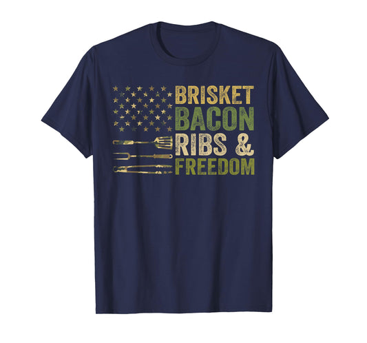 Brisket Bacon Ribs Freedom Grill BBQ Barbecue Meat Smoking T-Shirt