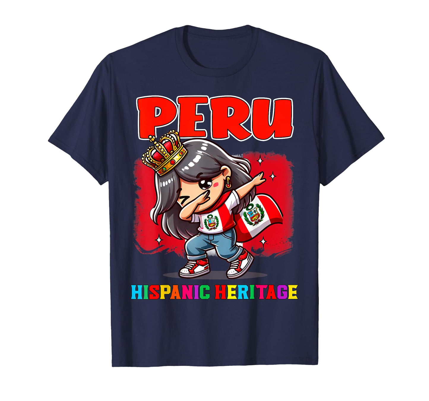 Peru Dabbing Girl Hispanic Heritage Celebration for Kids T-Shirt