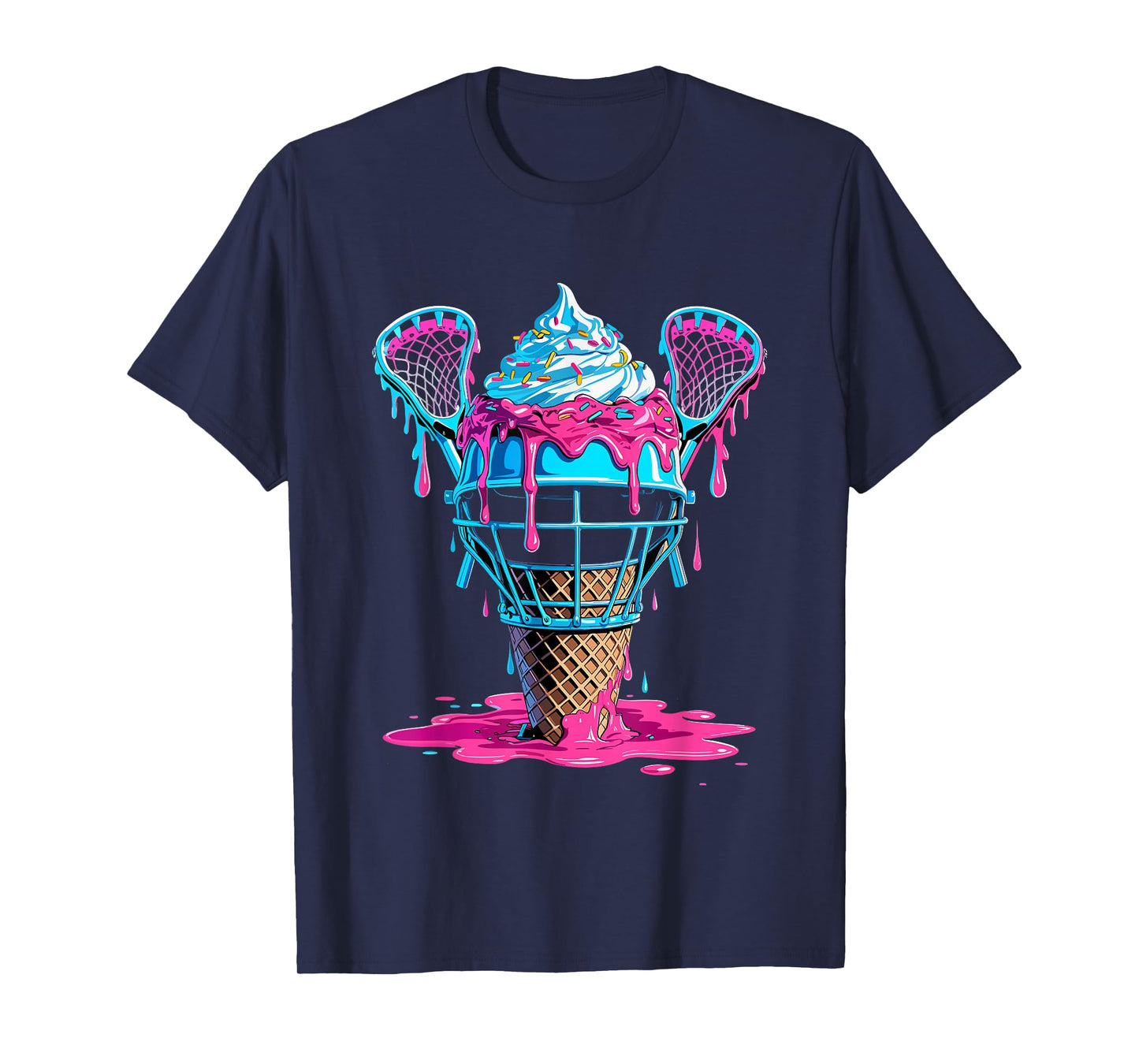 Lacrosse Ice Cream Drip Helmet Sticks Sports Fans Players T-Shirt