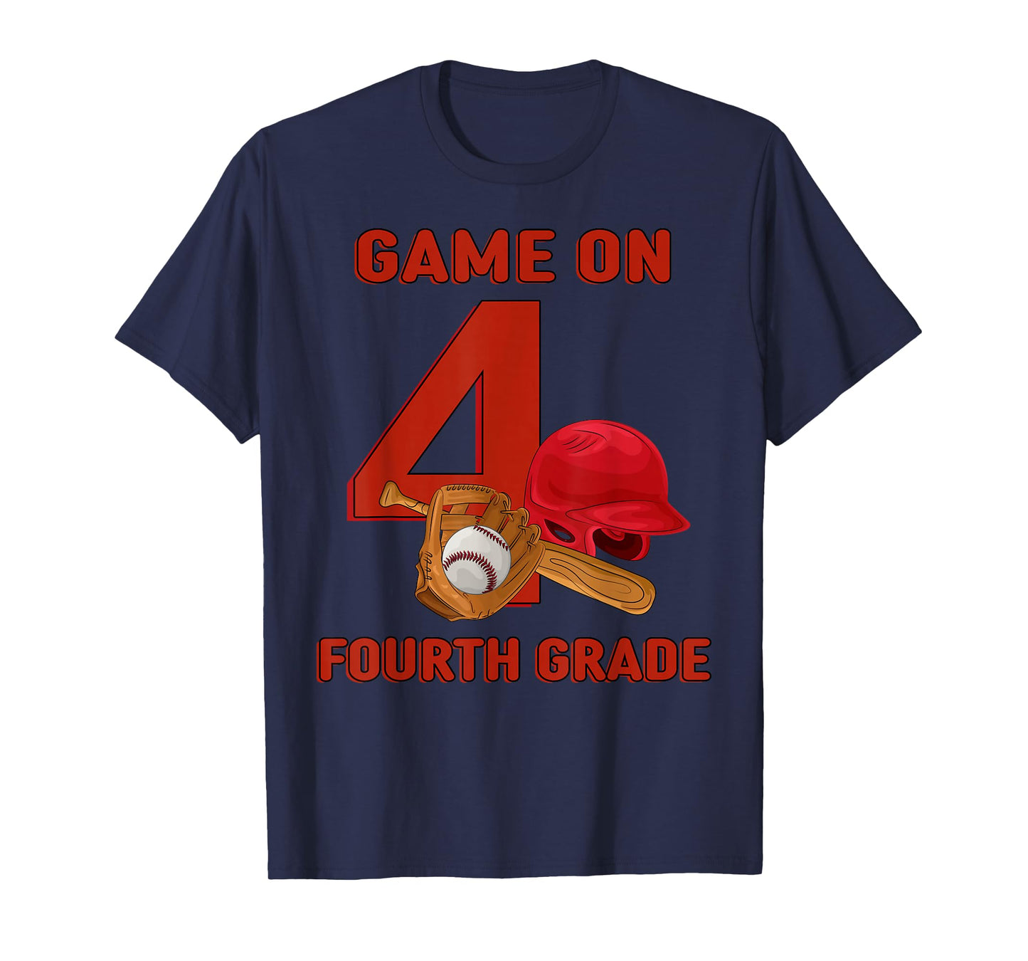 Game On 4th Grade Baseball Kids Boys Back To School Baseball T-Shirt