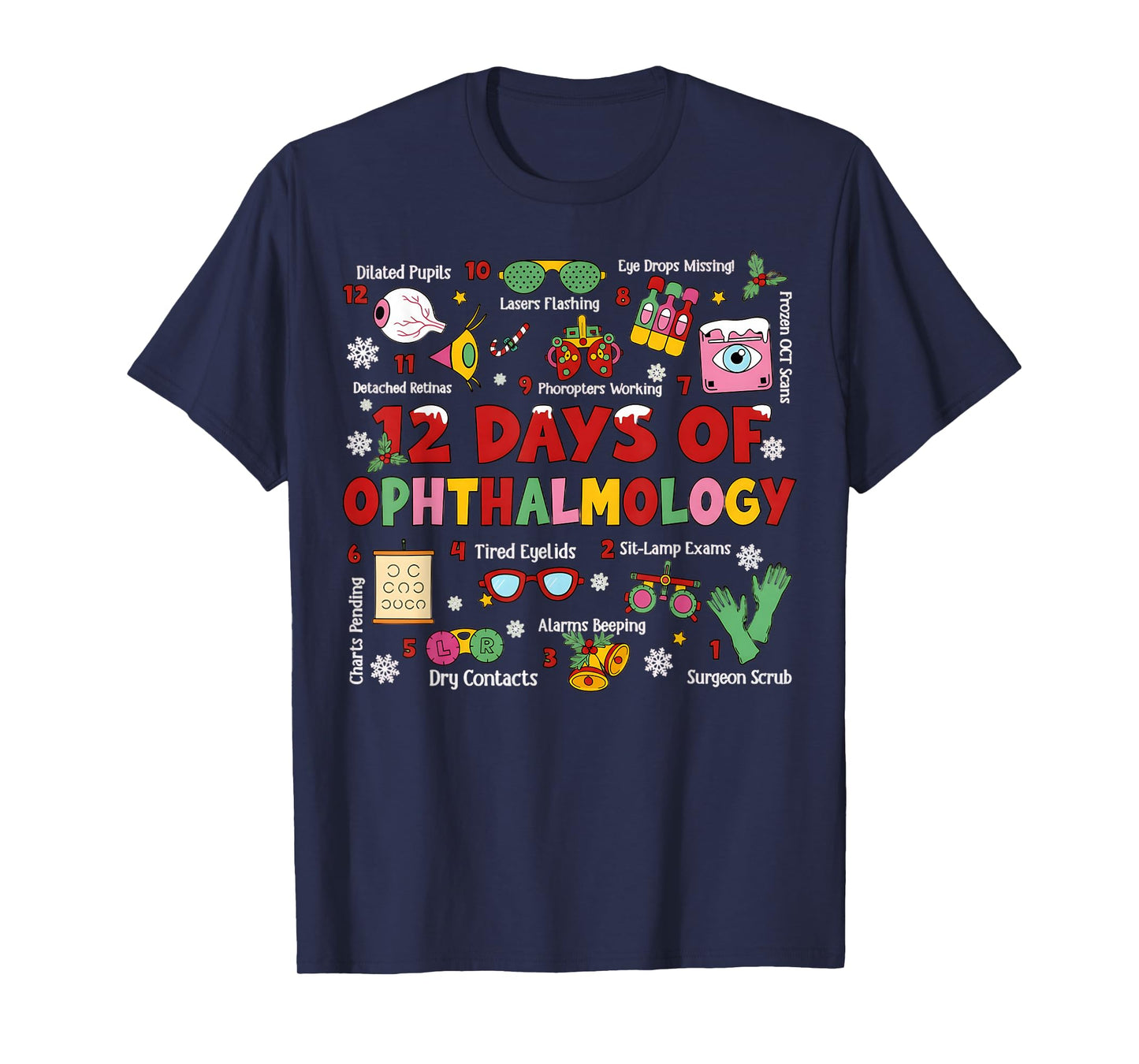 12 Days of Ophthalmology Christmas Ophthalmologist Optometry T-Shirt