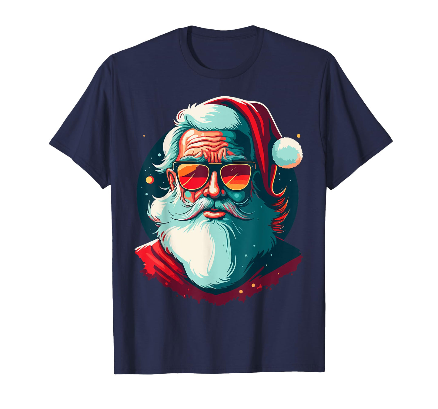 Santa Face Retro Sunglasses Christmas Xmas Men Women T-Shirt