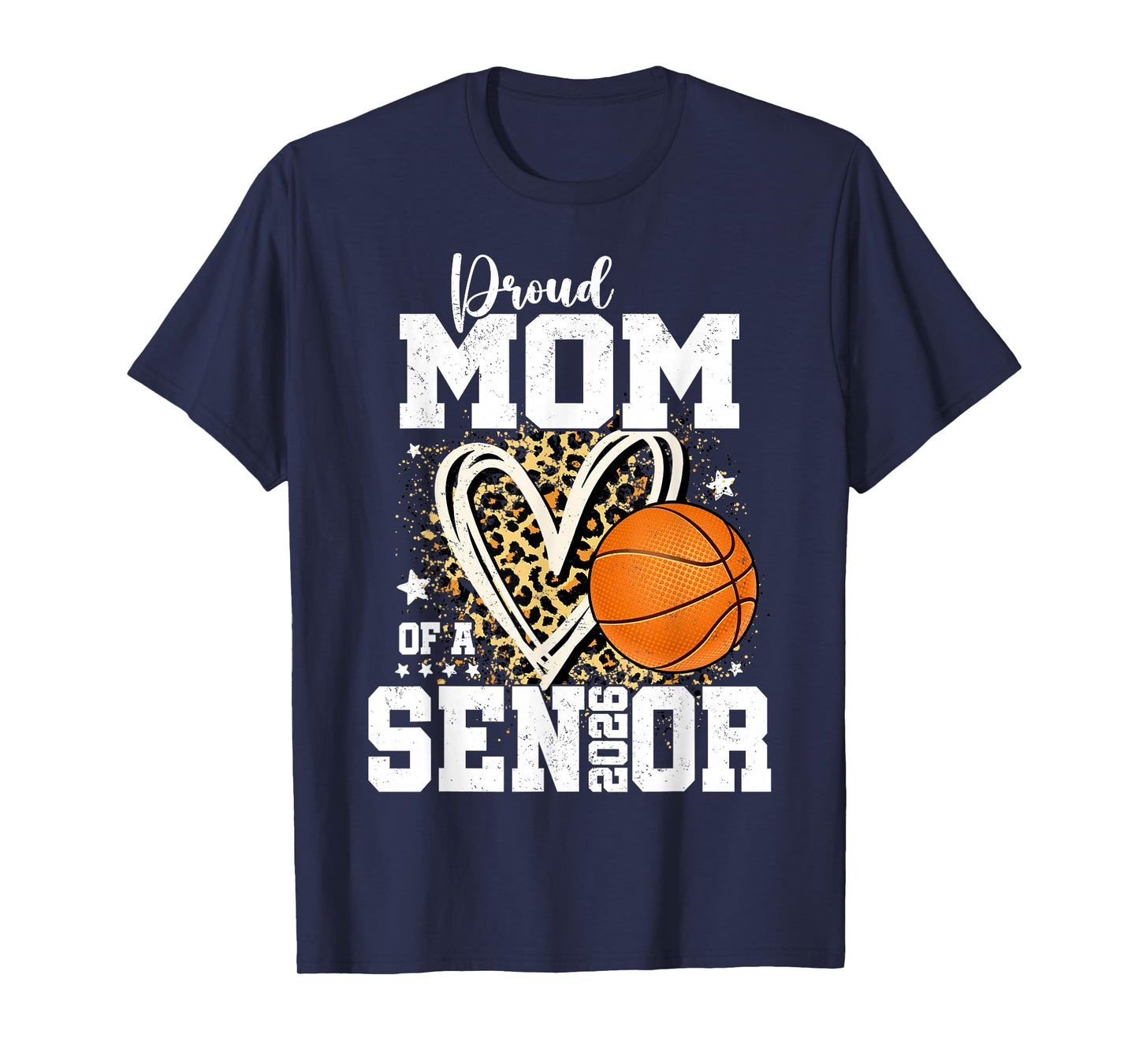 Proud Mom of A 2026 Senior Basketball Graduation Leopard T-Shirt