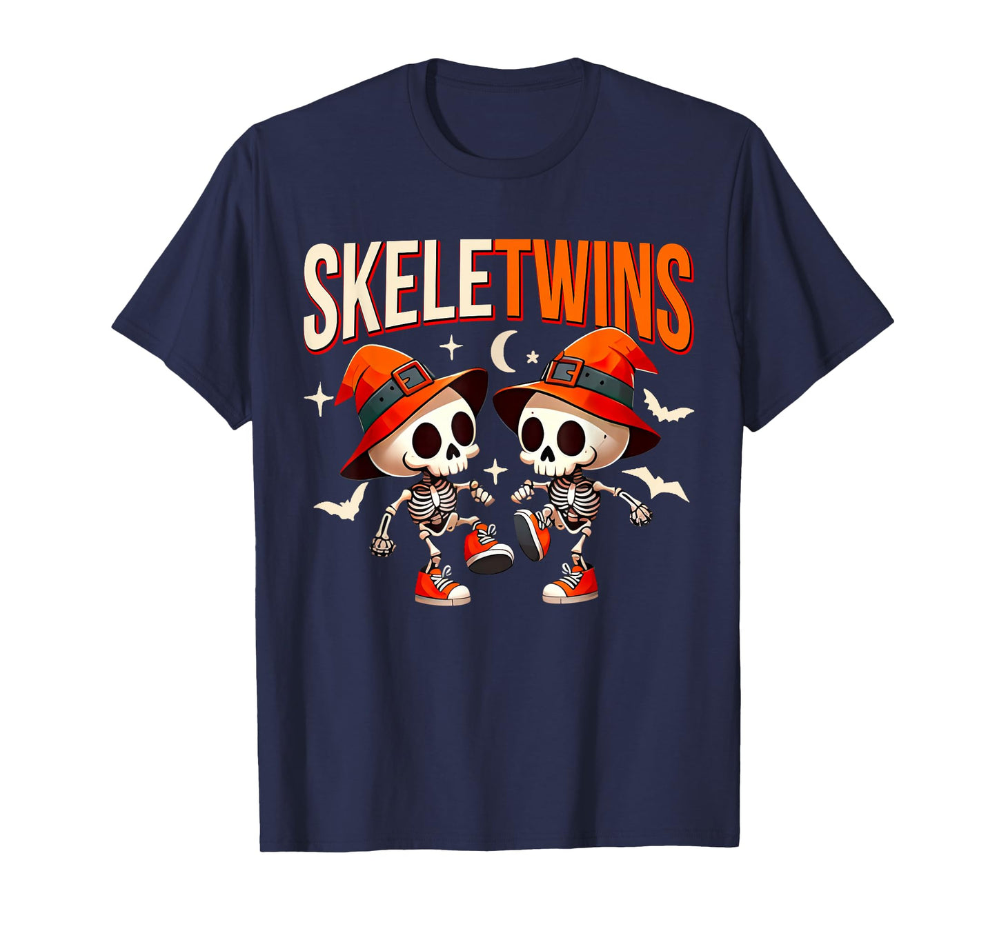 Twins Halloween Matching Skeletwins Funny Dancing Skeletons T-Shirt