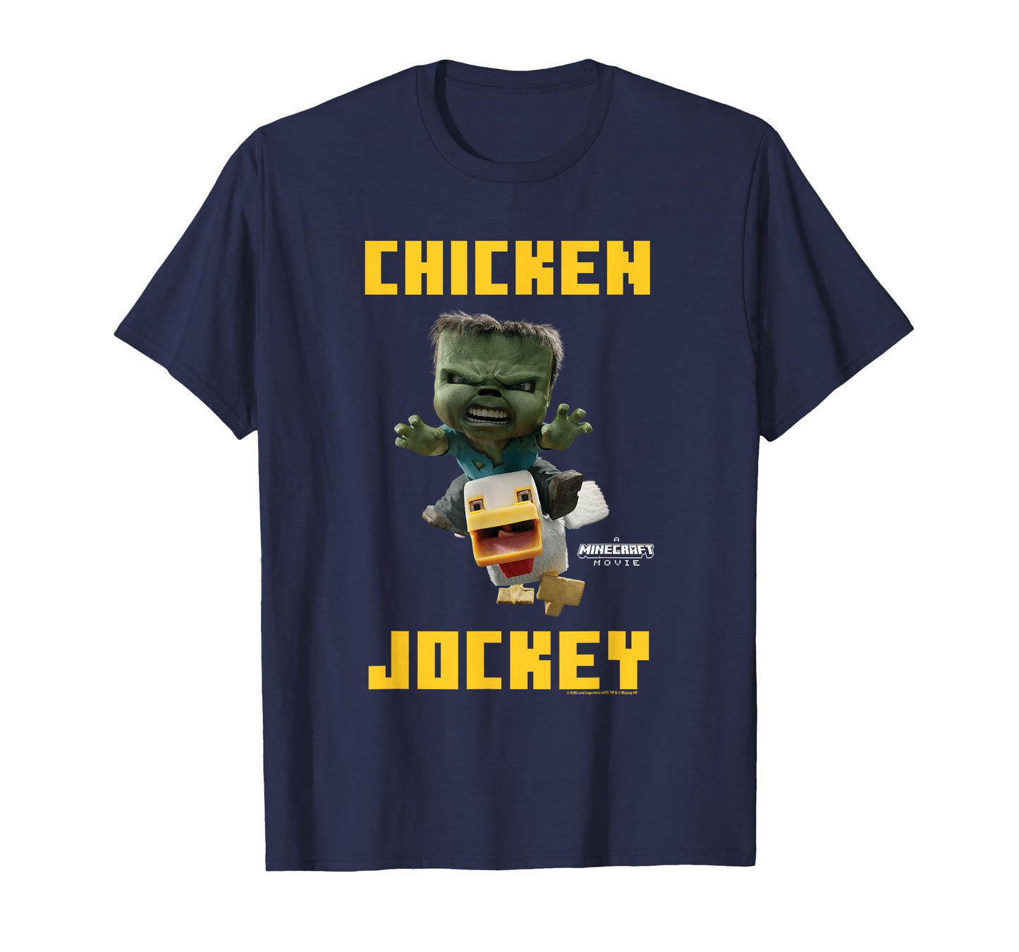 A Minecraft Movie Chicken Jockey Baby Zombie Logo T-Shirt