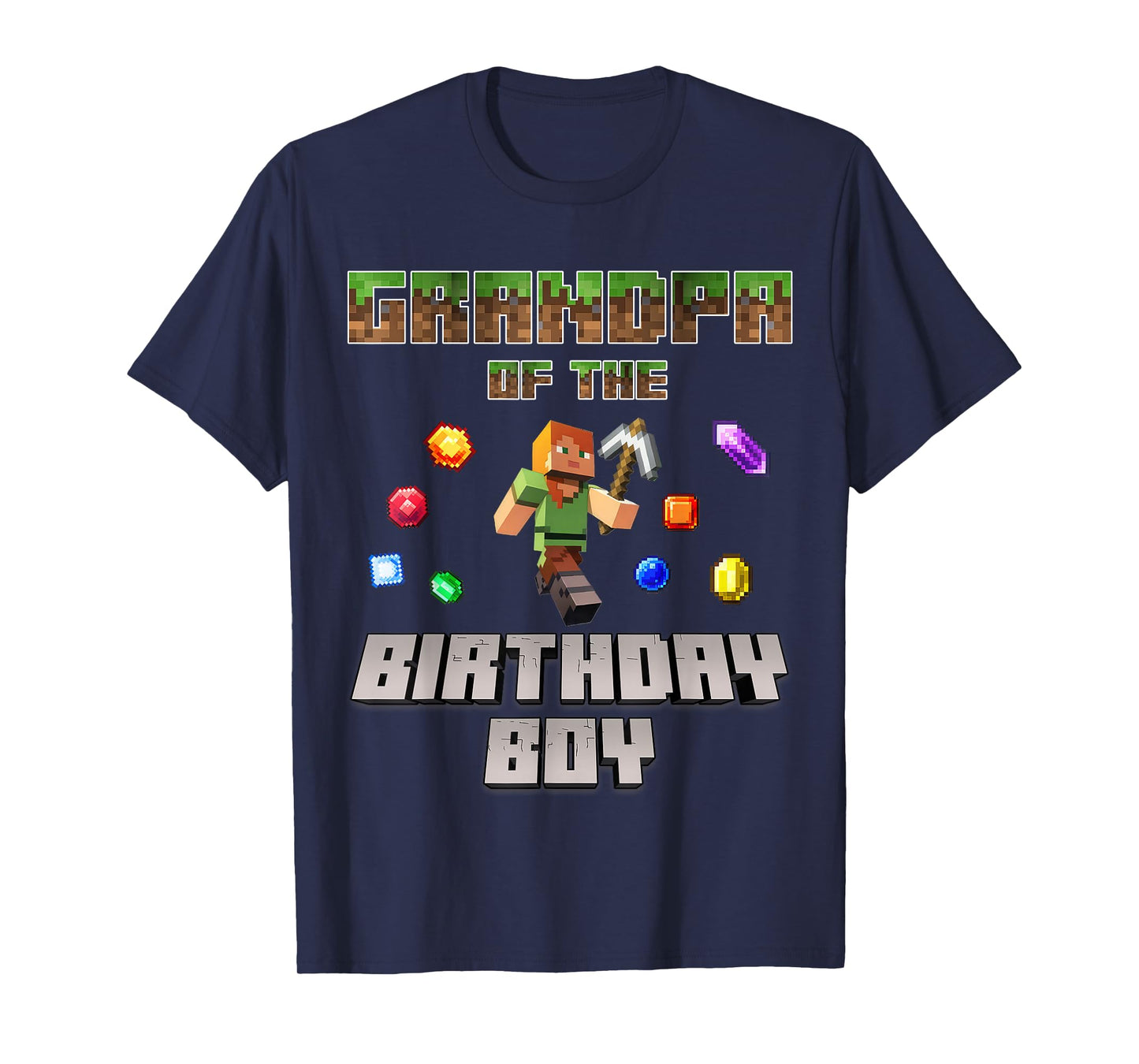 Grandpa Of The Birthday Boy Video Gamer Pixel Number T-Shirt