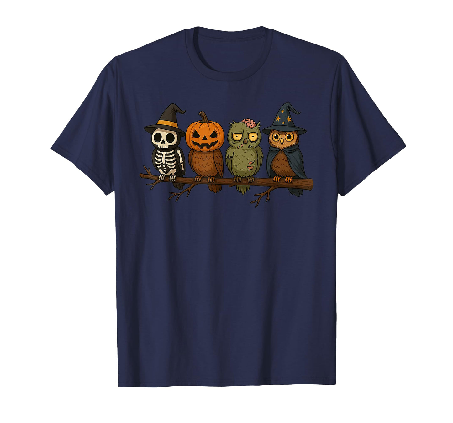 Skeleton Pumpkin Zombie Wizard Owls Cute Trick or Treat T-Shirt