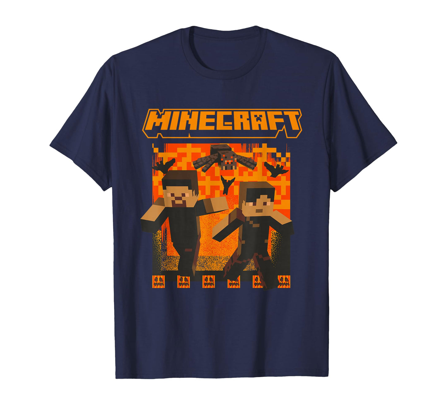 Minecraft Halloween Lava Chase With Spiders T-Shirt