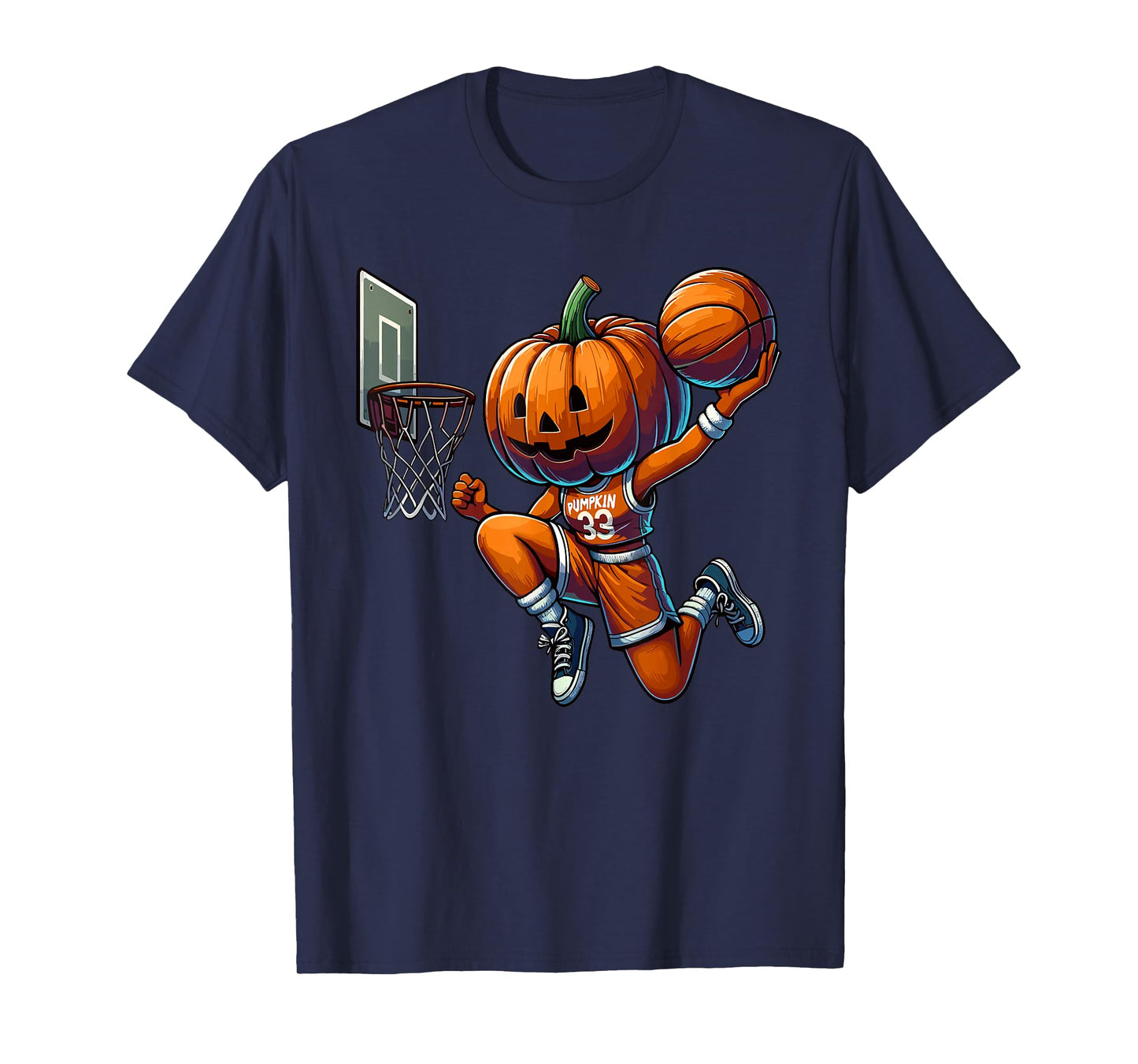 Pumpkin Playing Basketball Dunk Halloween Costume Sports T-Shirt