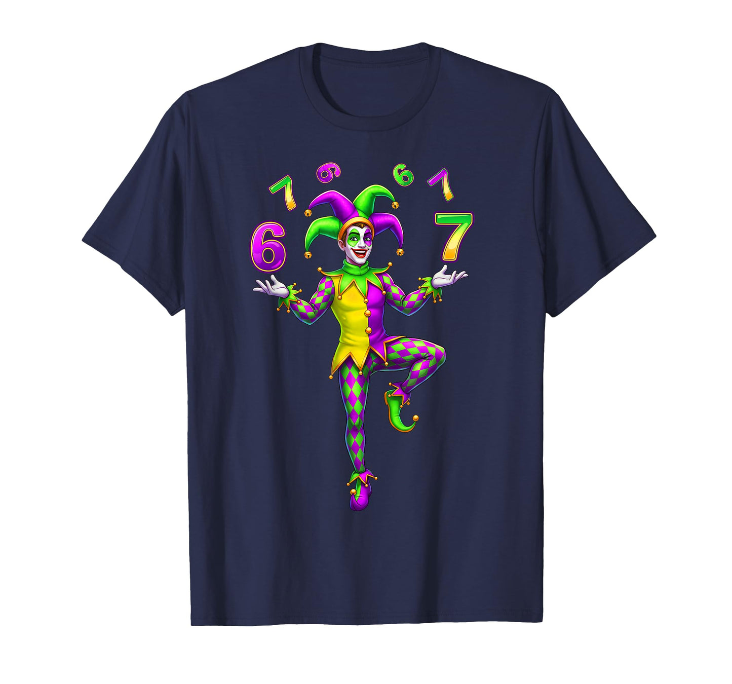 Six Seven Mardi Gras Jester 6 7 Meme Carnival Party 67 Kids T-Shirt