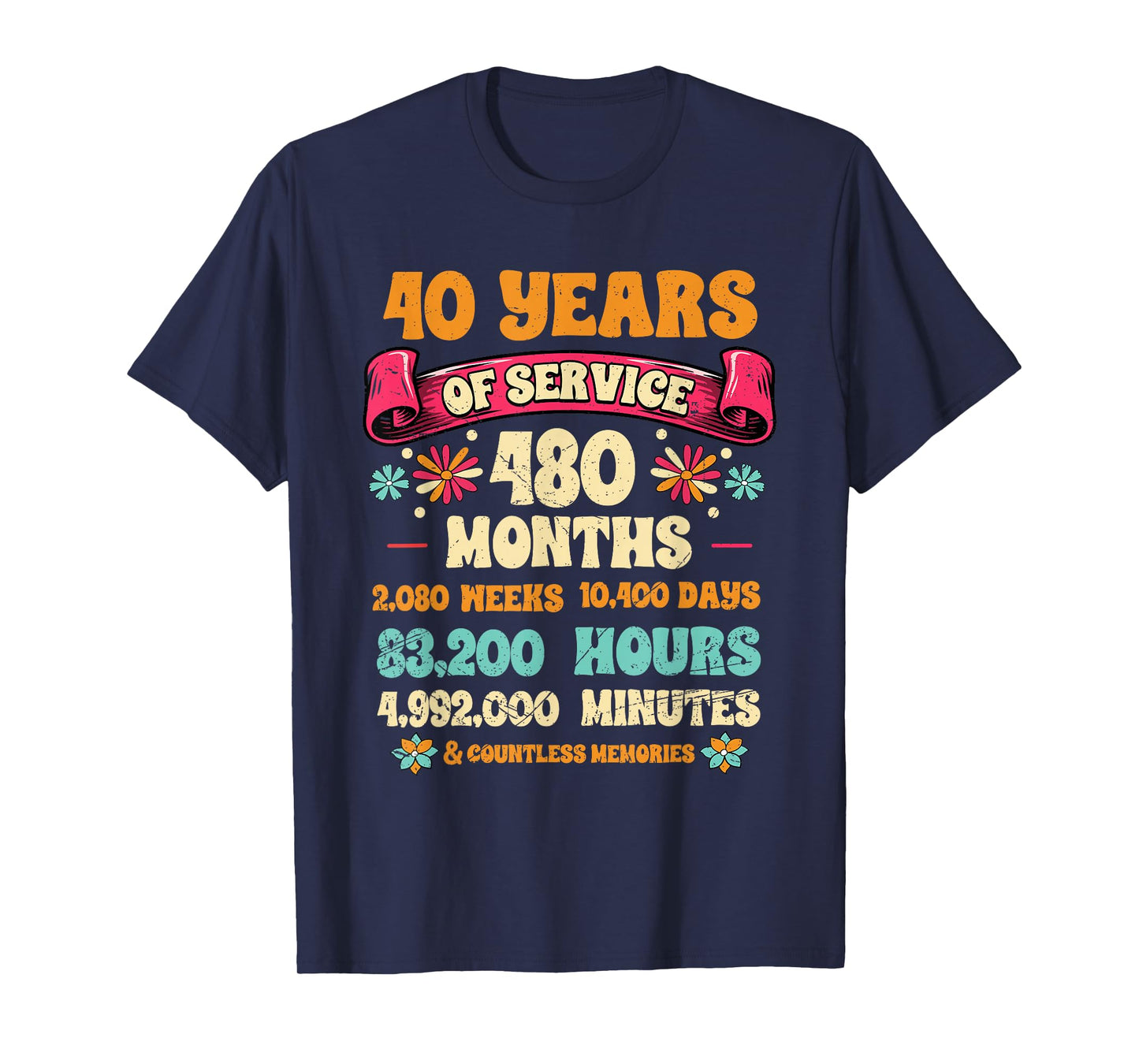 40 Years Of Service 40th Year Work Anniversary For Men Women T-Shirt