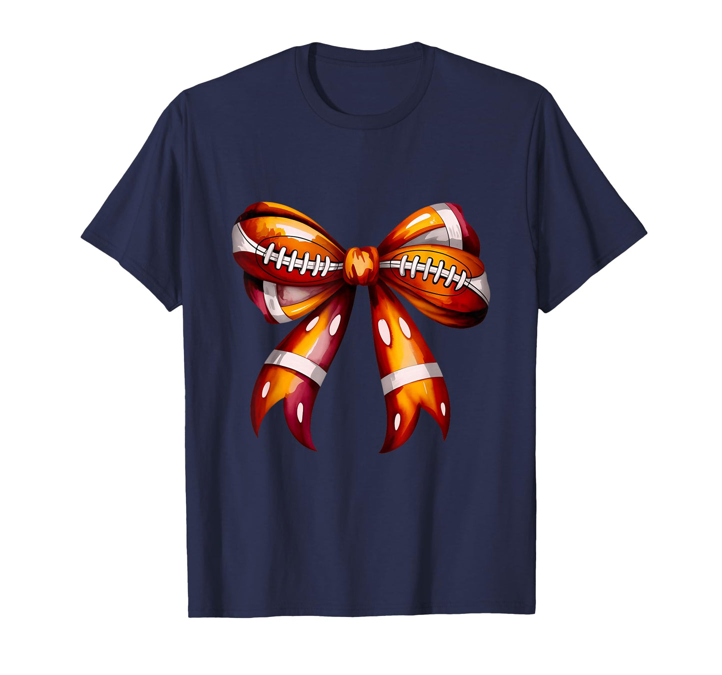 Coquette Bow Football Game Day Football Mom Sister Teens T-Shirt