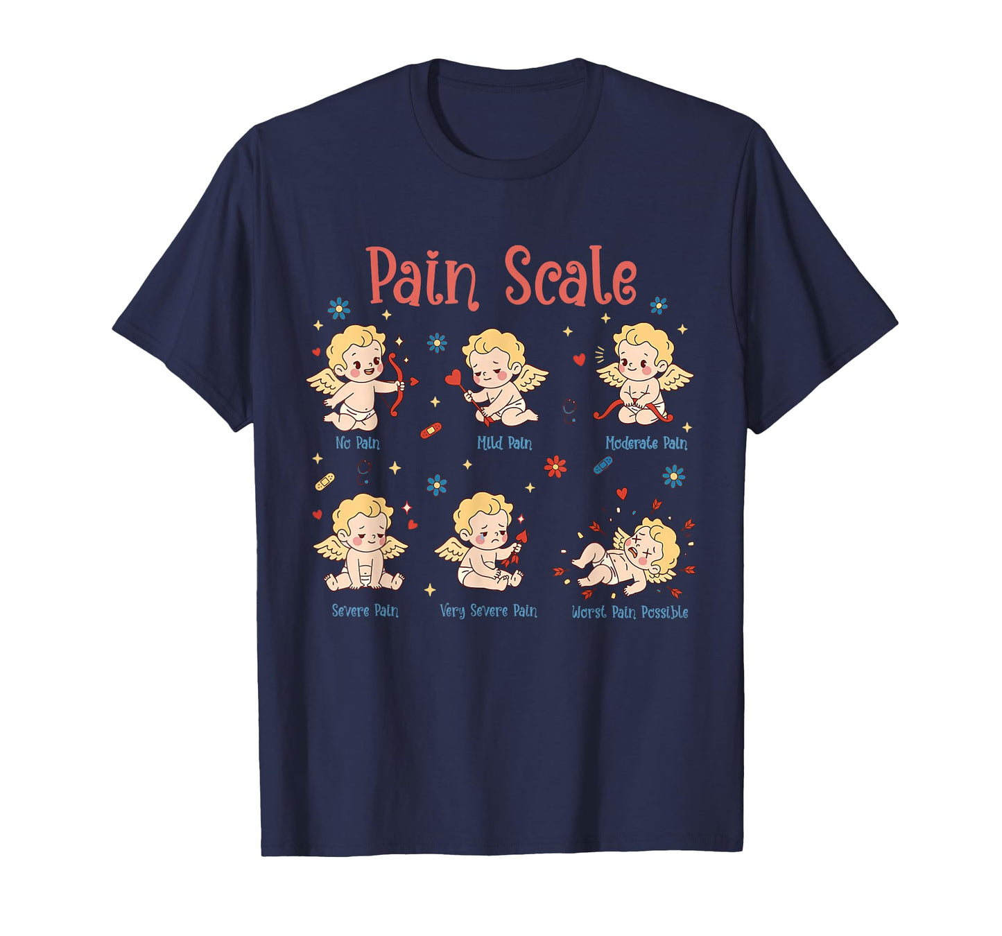 Pain Scale Cupid Nurse Trauma Nurse ICU Nurse Valentine Day T-Shirt
