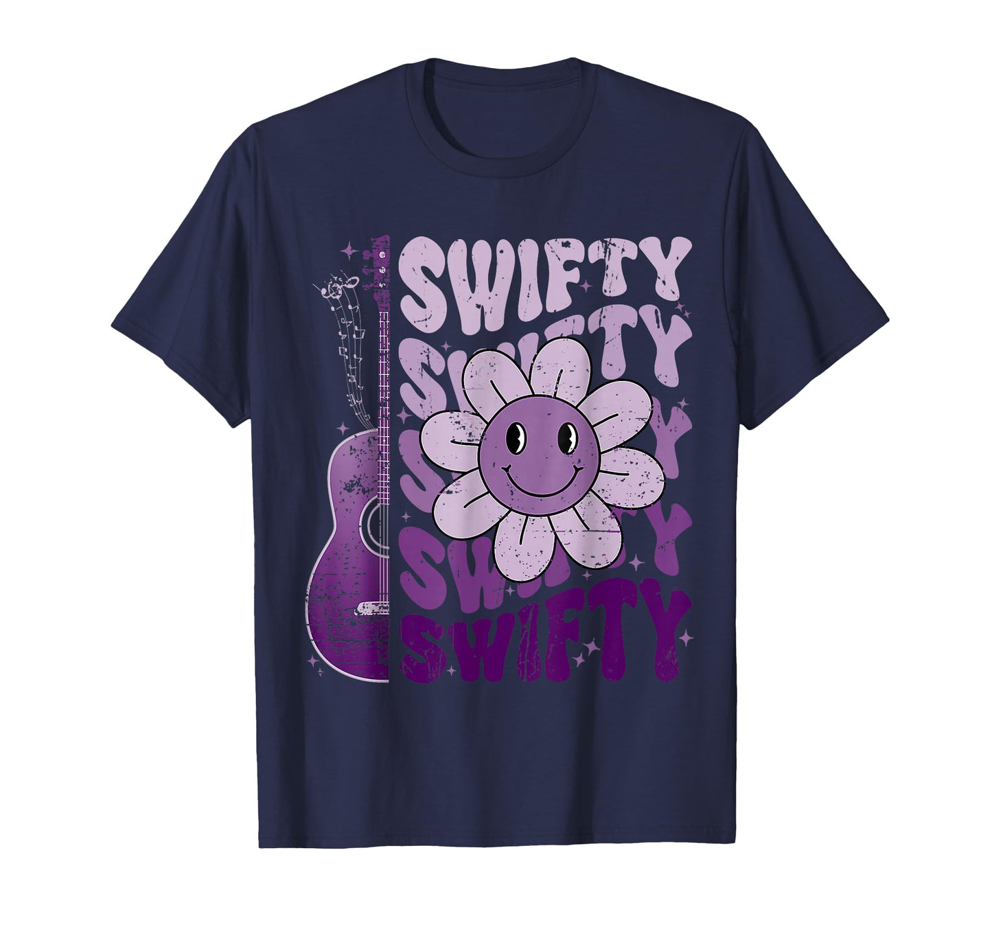 Retro-Swifty First Name Personalized Groovy Unisex T-Shirt, Black, Small, Short Sleeve, Cotton Blend, Polyester Blend, Crew Neck, Letter Print, Lightweight, All Seasons, Pull On, 1 Count