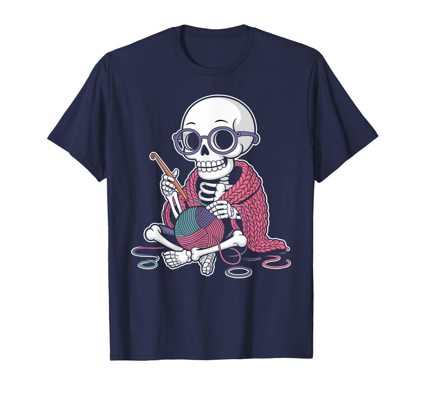 Funny Skeleton Knitting Halloween Yarn Lovers T-Shirt