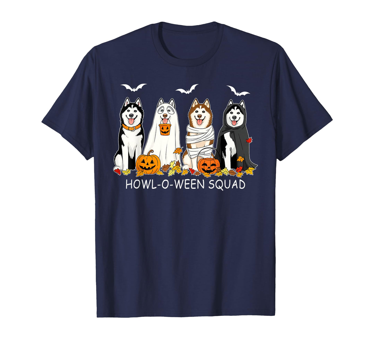 Funny Husky Ghost Dogs Halloween Husky Dog Mom Husky Lover T-Shirt