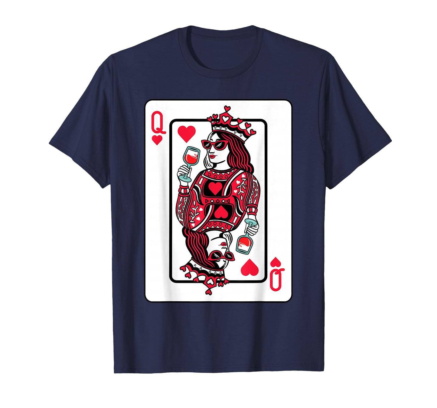 Queen of Hearts Wine Lover Valentine Funny Playing Cards T-Shirt