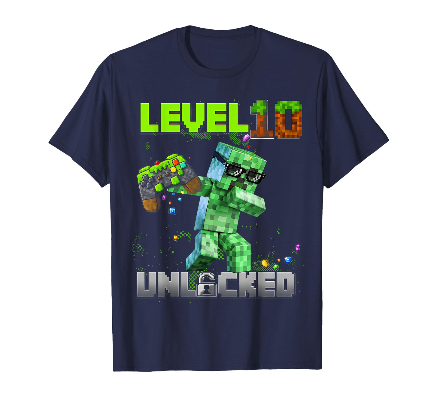 Level 10 Unlocked - Birthday Boy Pixel Gamer 10th Birthday T-Shirt
