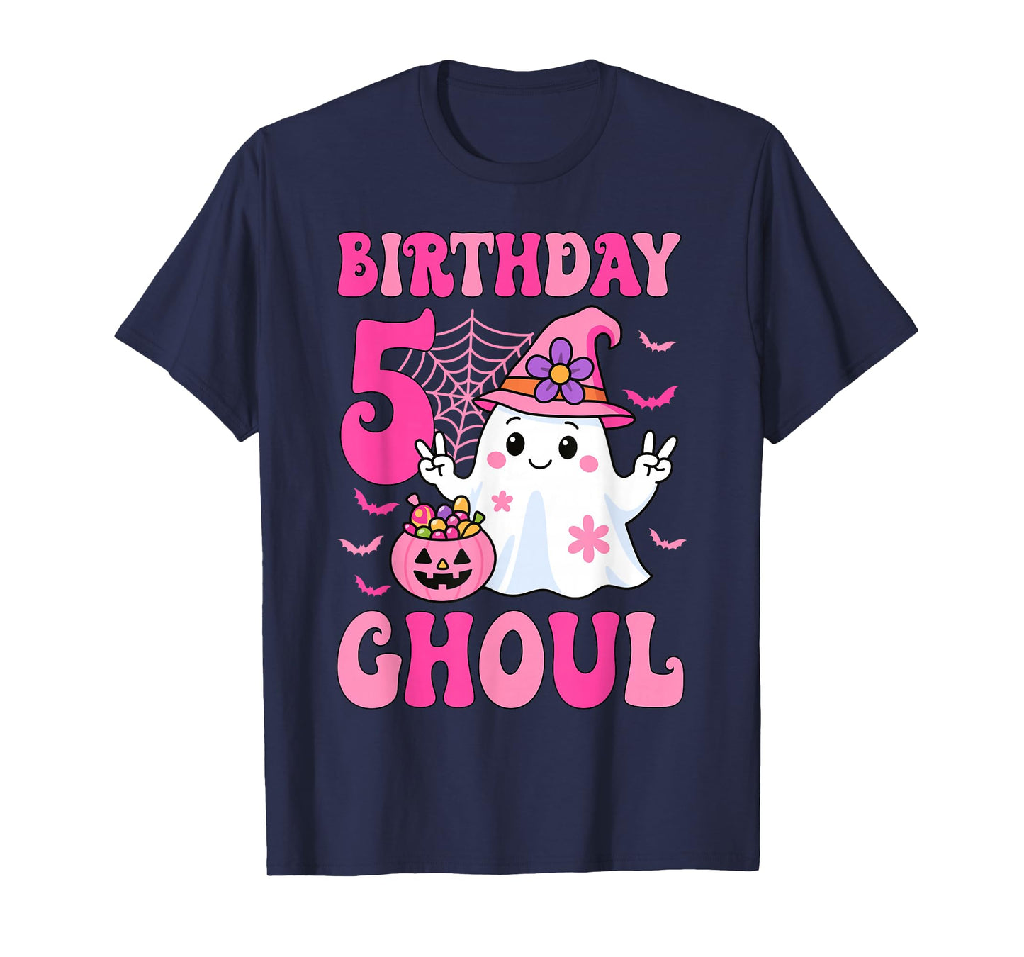 I'm 5 Years Old Girls Cute Ghost It's My 5th Birthday Ghoul T-Shirt