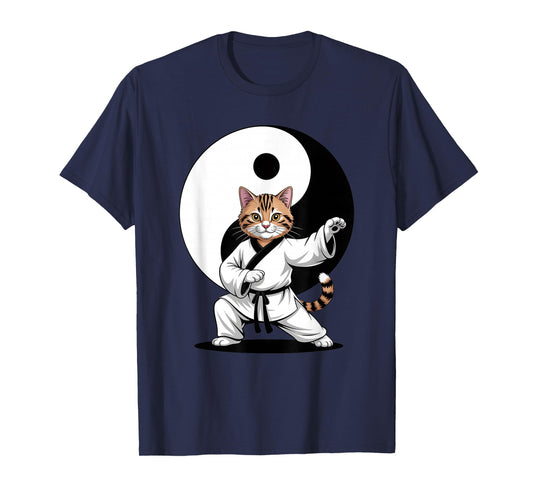 Tai Chi Master Tabby Cat Yin Yang T-Shirt