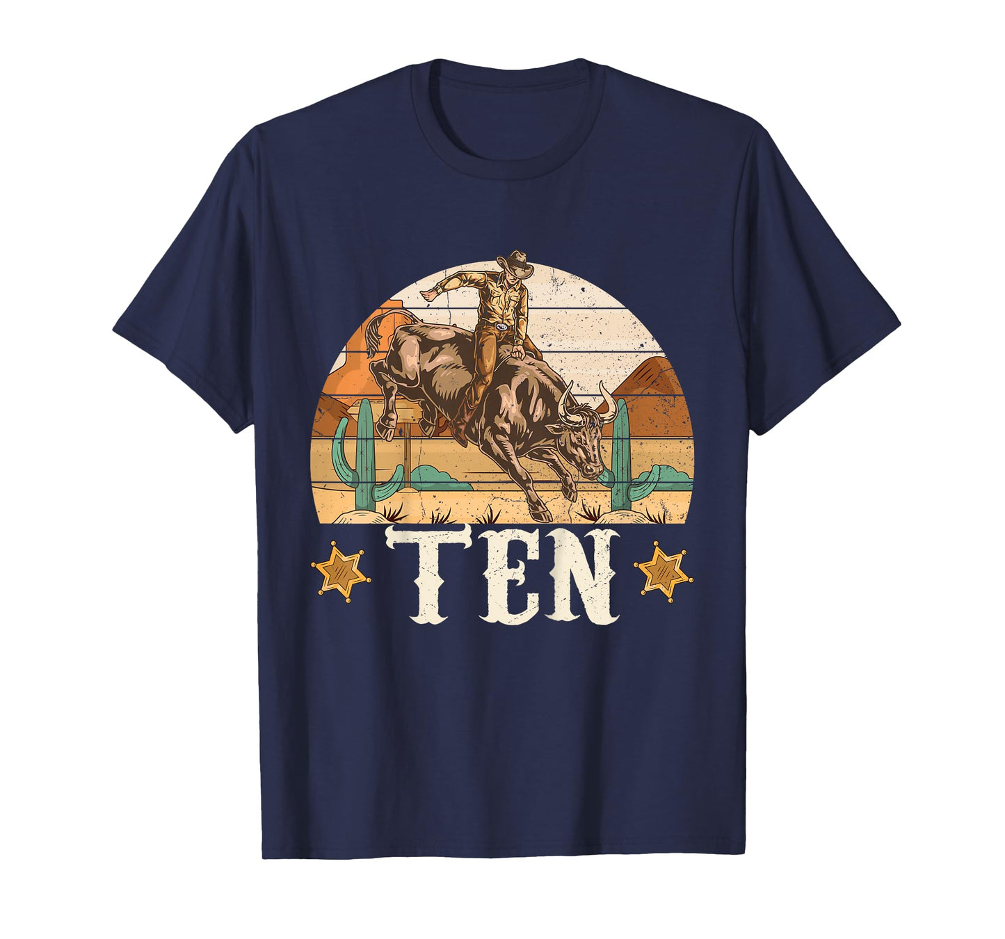 Bull Riding 10th Birthday 10 Years Old Boy Cowboy Rodeo T-Shirt