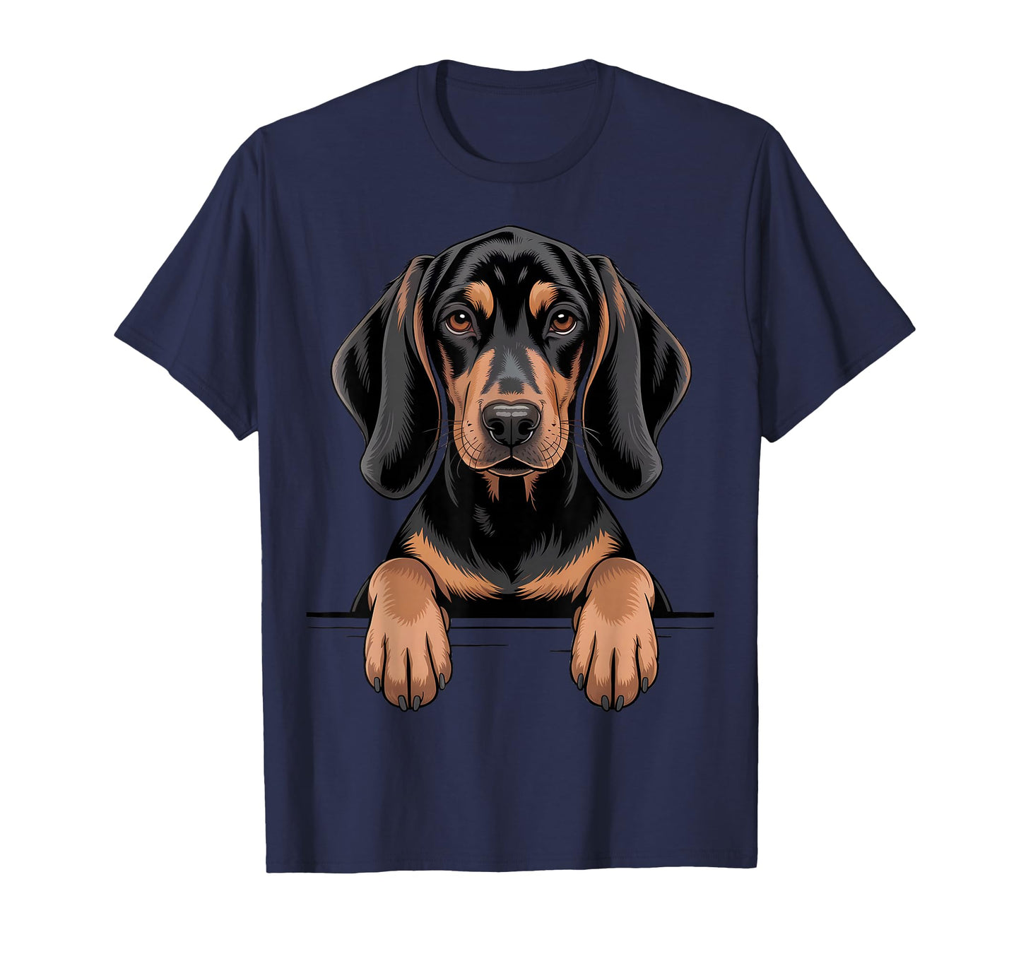 Black and Tan Coonhound Funny Peeking Pocket Puppy Dog Lover T-Shirt