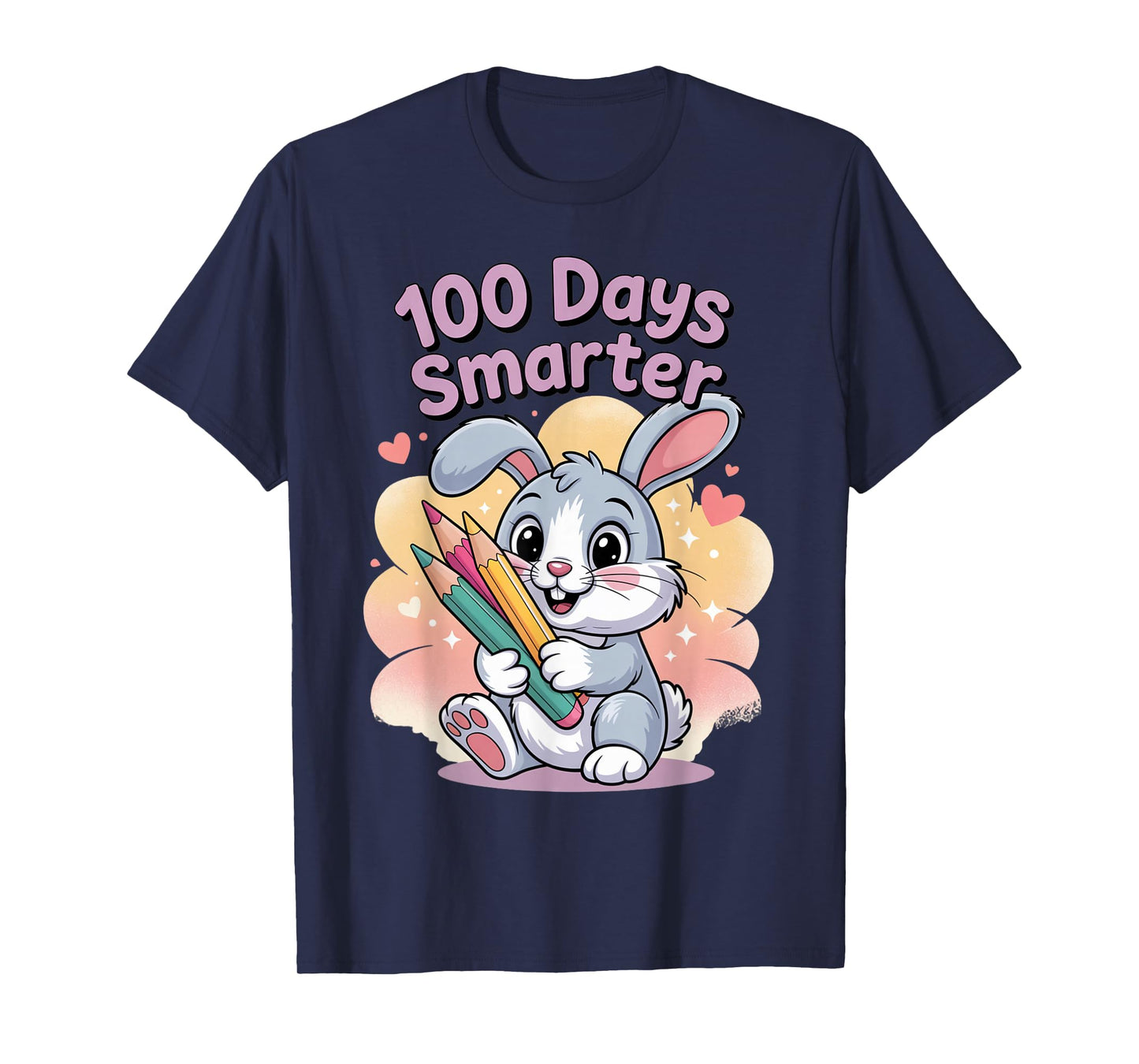 Cute Bunny 100 Days Smarter Bunny School Celebration T-Shirt