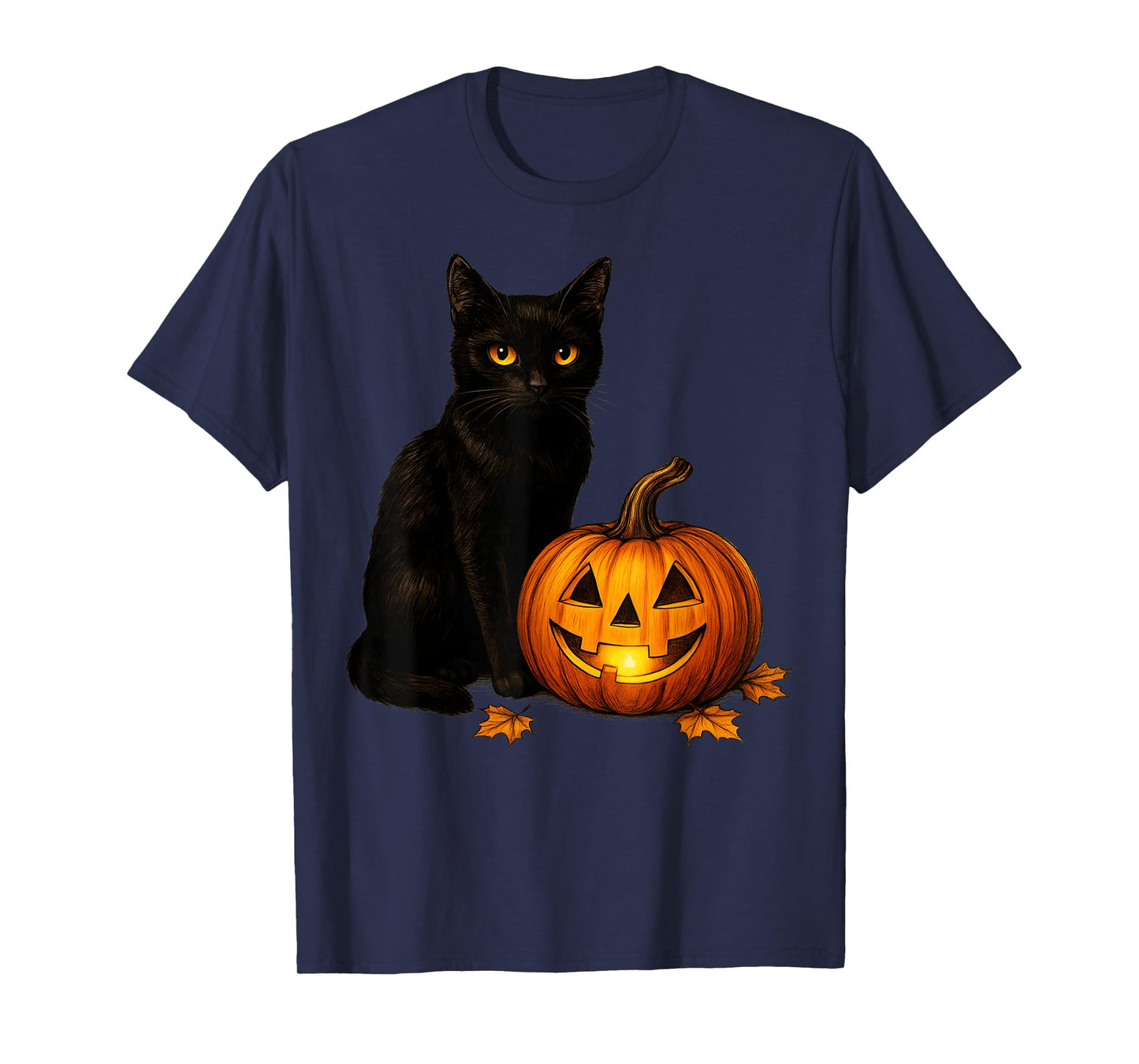 Retro Black Cat Halloween Pumpkin Costume Women Men Kids T-Shirt