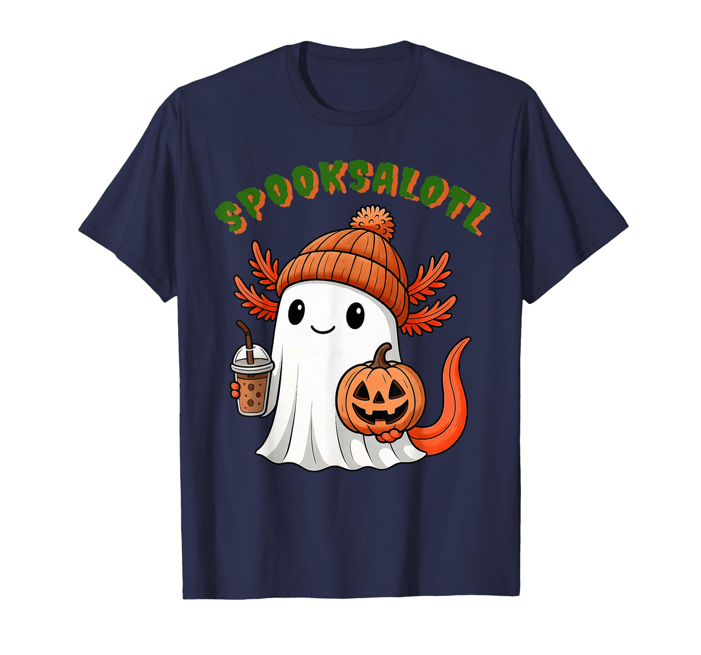 Spooksalotl Funny Spooky Axolotl Ghost Halloween Kids Youth T-Shirt