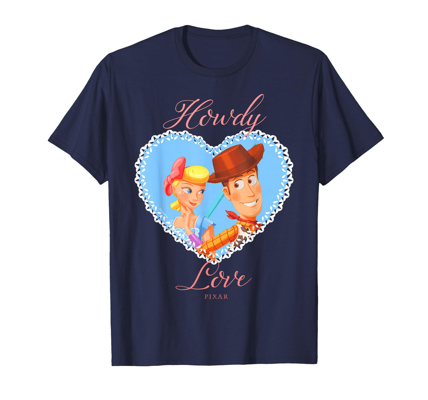 Disney Pixar Toy Story Woody & Bo Peep Howdy Love Heart T-Shirt
