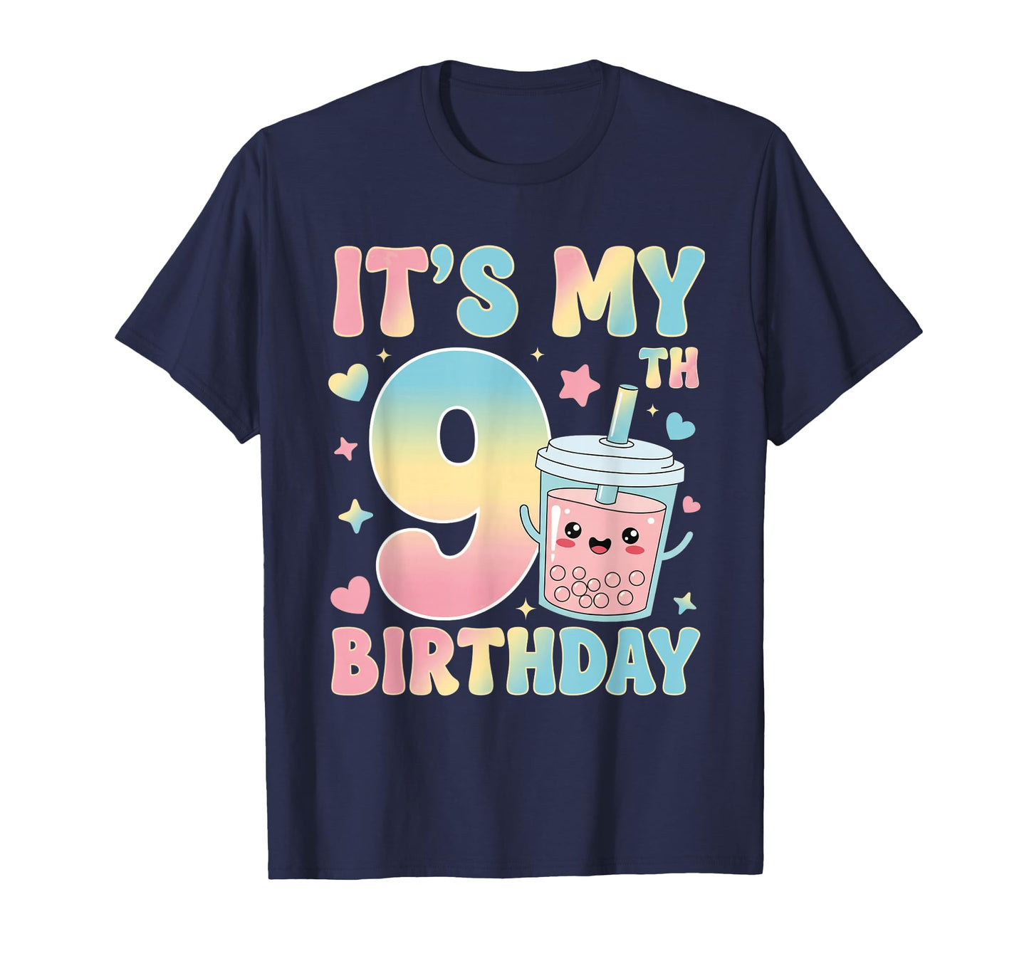 It's My 9th Birthday Bubble Boba Tea Party 9 Year Old Girl T-Shirt