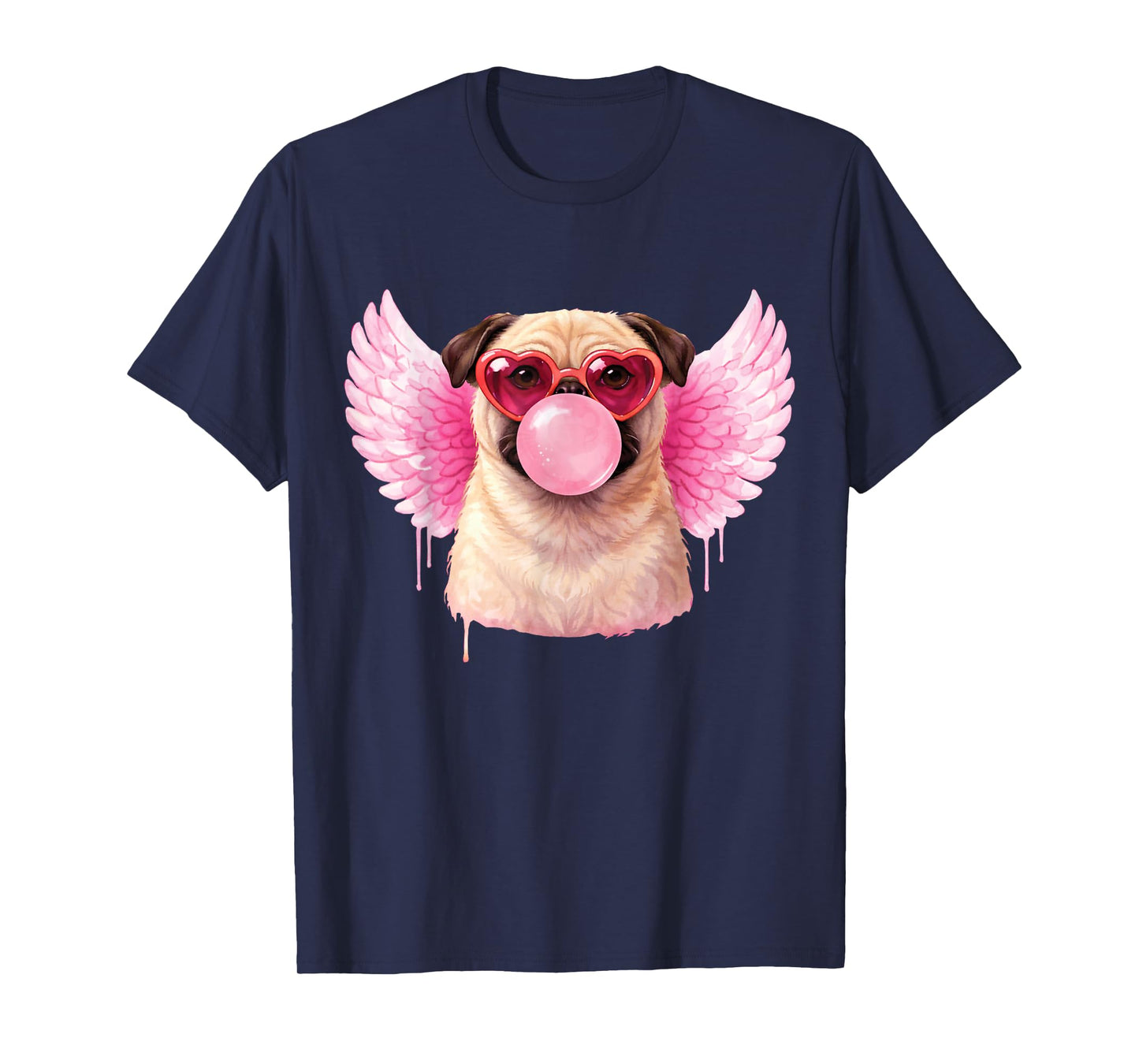 Retro Cupid Valentine Dog Valentines Love Hearts Cute Pug T-Shirt