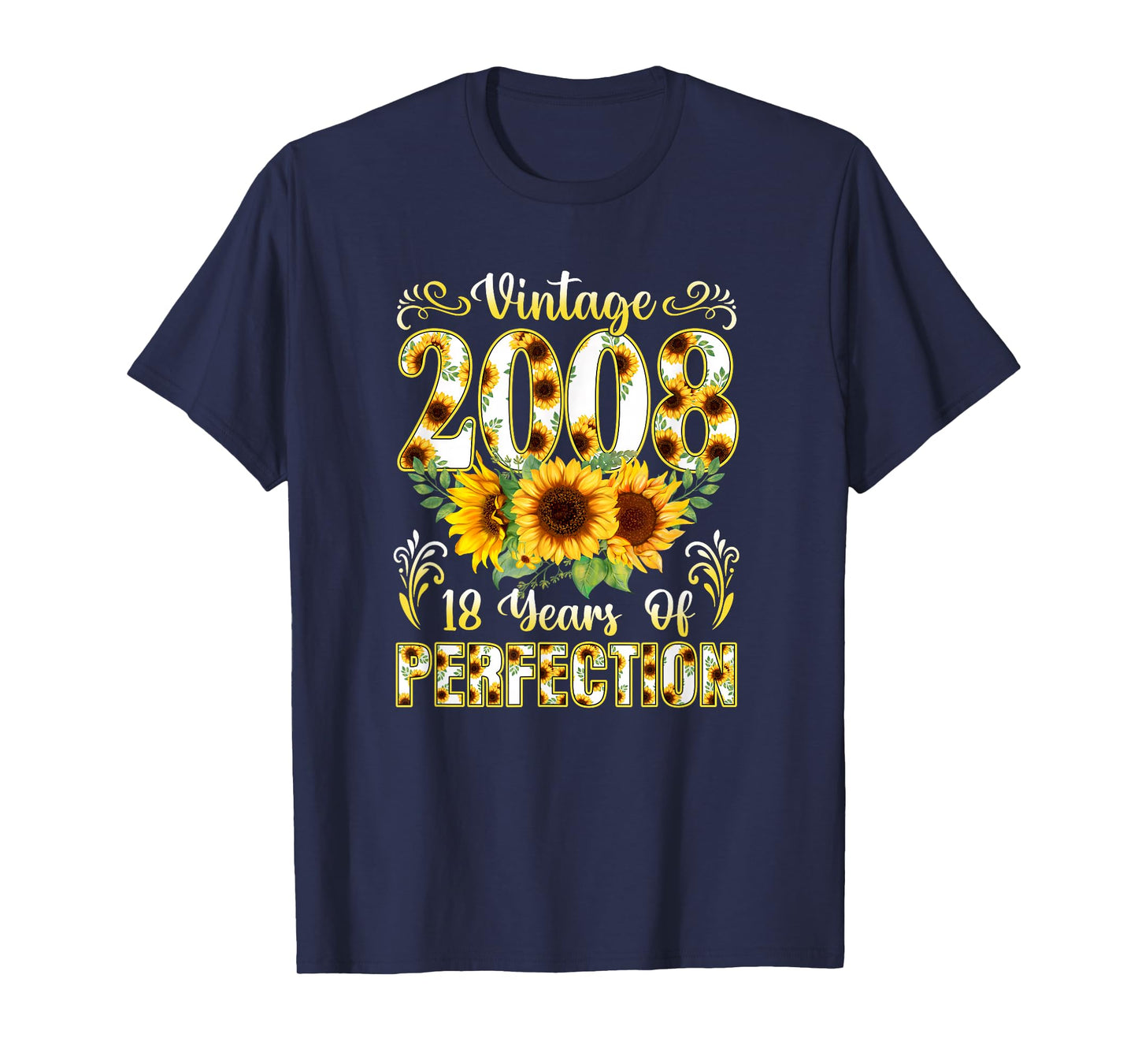 18 Year Old Vintage 2008 Sunflower 18th Birthday Girl Women T-Shirt