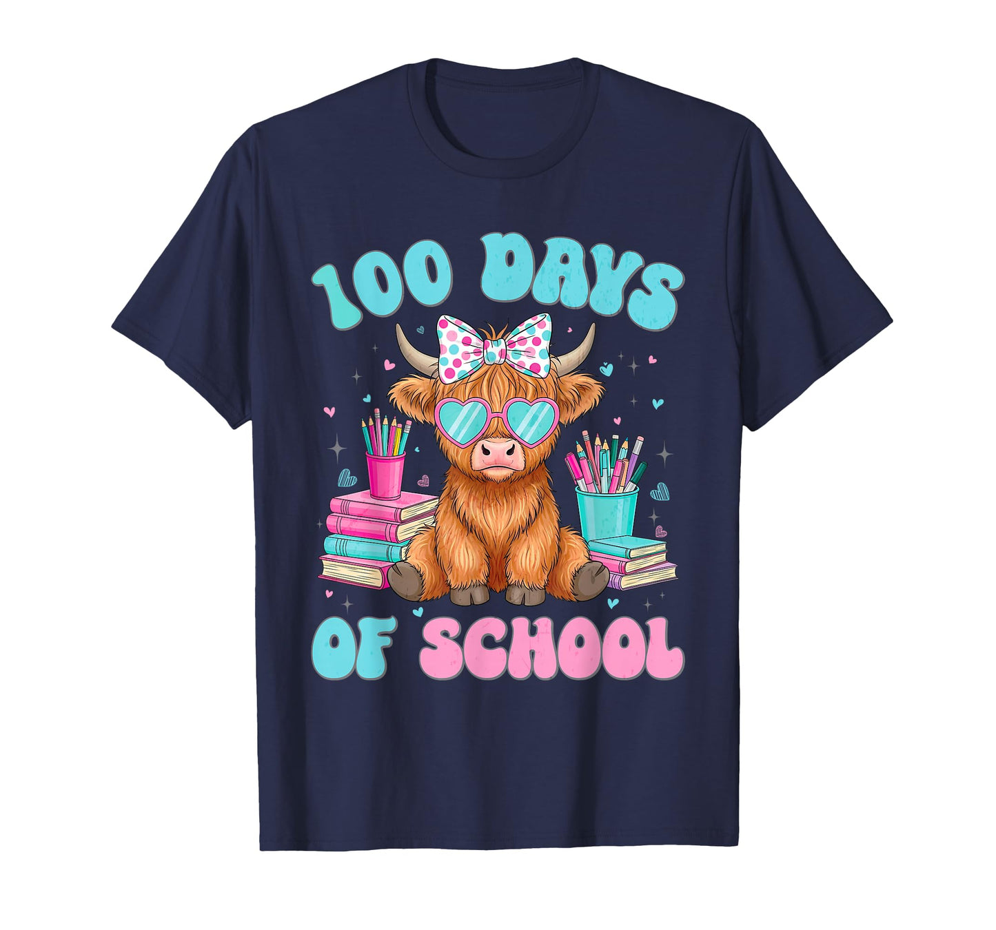 Cute Cow 100 Days of School Fun for Teachers Students T-Shirt