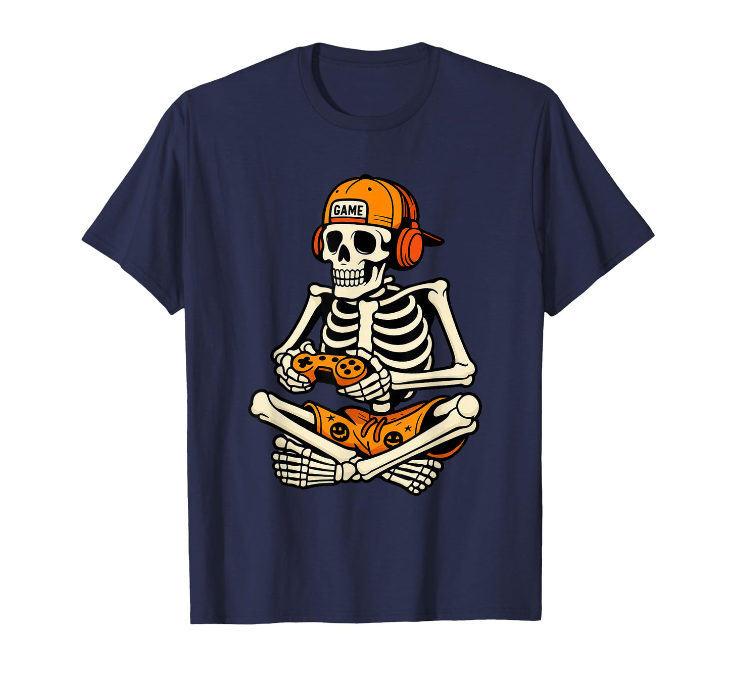 Skeleton Gamer Headphone Funny Halloween Gaming Boys Kids T-Shirt