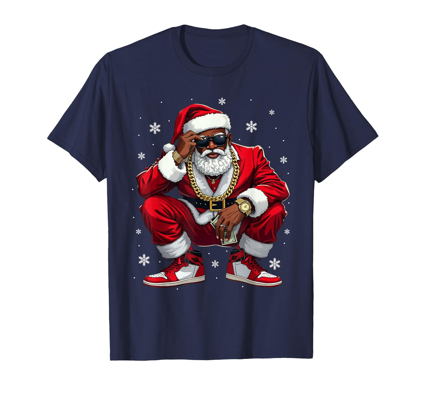 African American Santa Christmas Black Xmas Women Men Kids T-Shirt